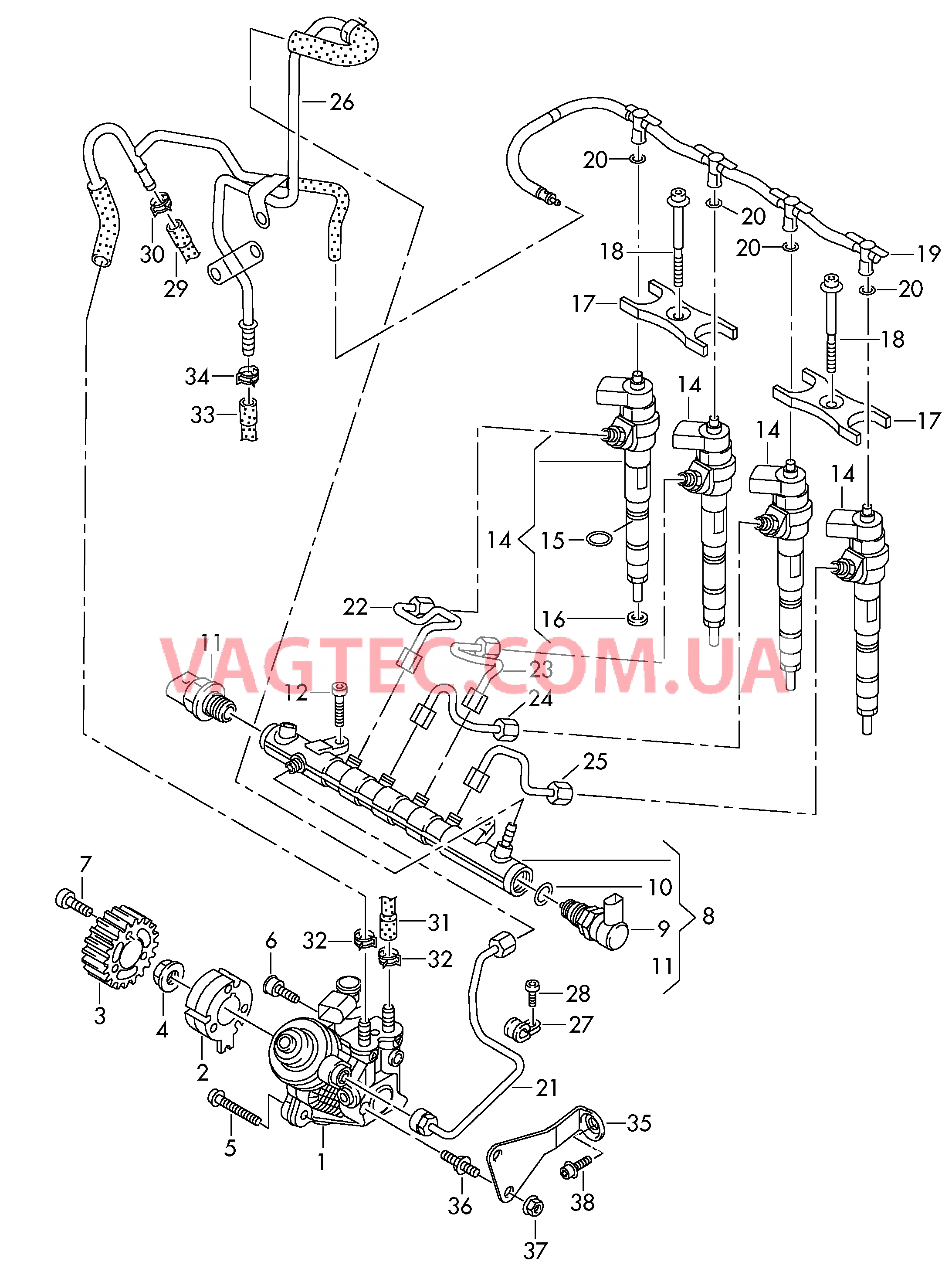 Насос высокого давления Распределитель топлива Форсунка D - 09.11.2010>> для VOLKSWAGEN PACC 2011