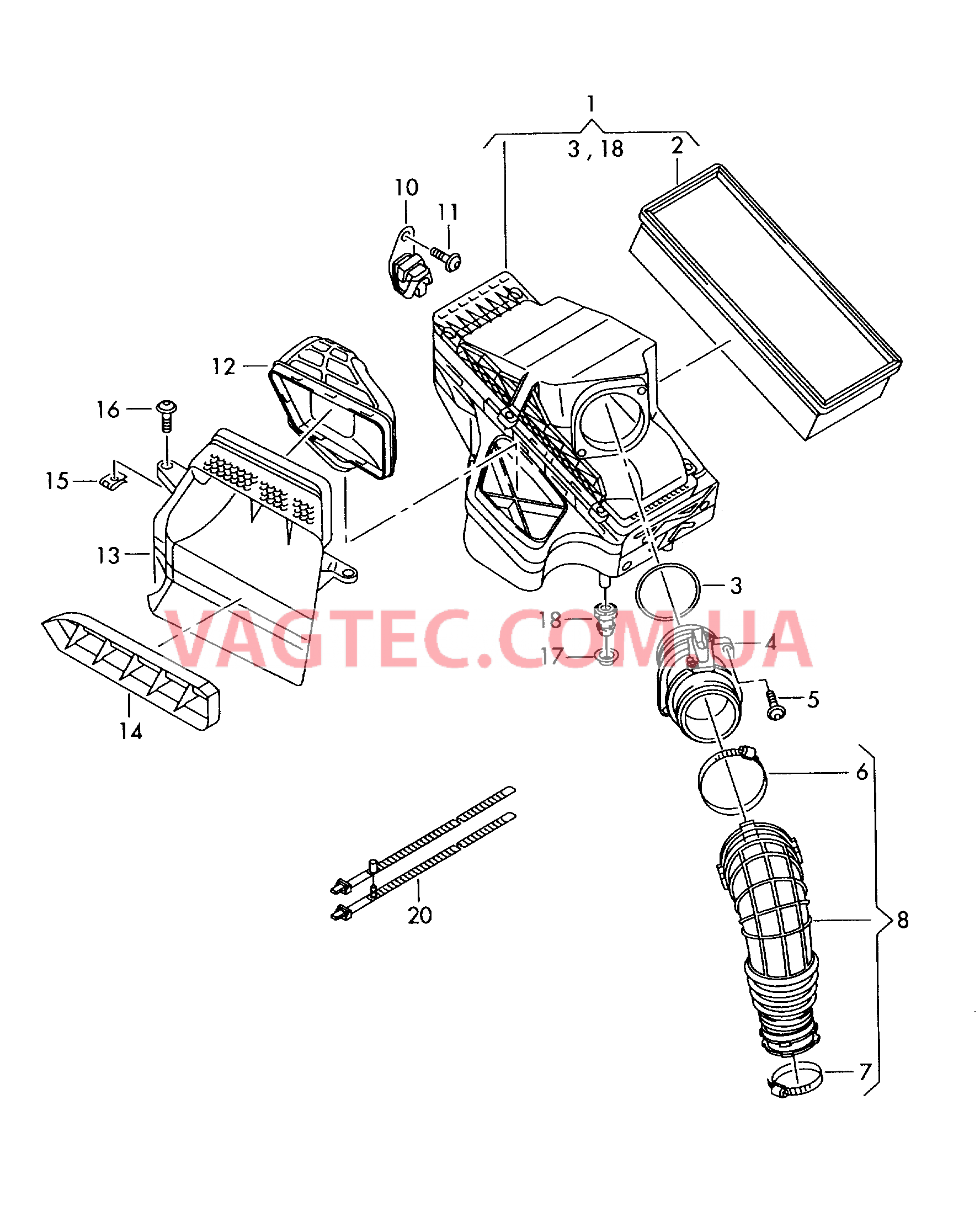 Возд. фильтр с сопутств. деталями  для AUDI A4 2008-1