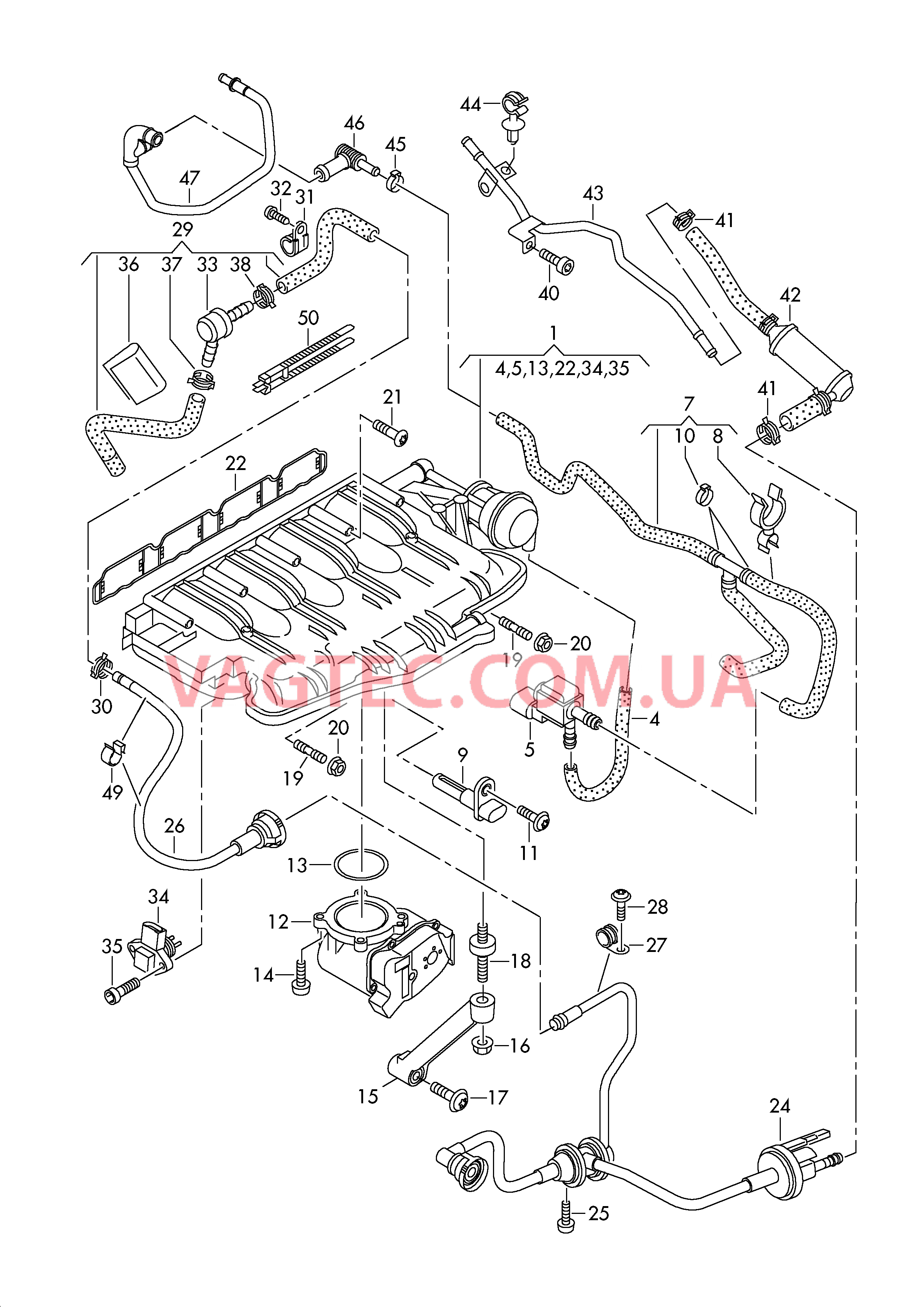 Cистема впуска воздуха Вакуумная система  для AUDI A4Q 2008-1