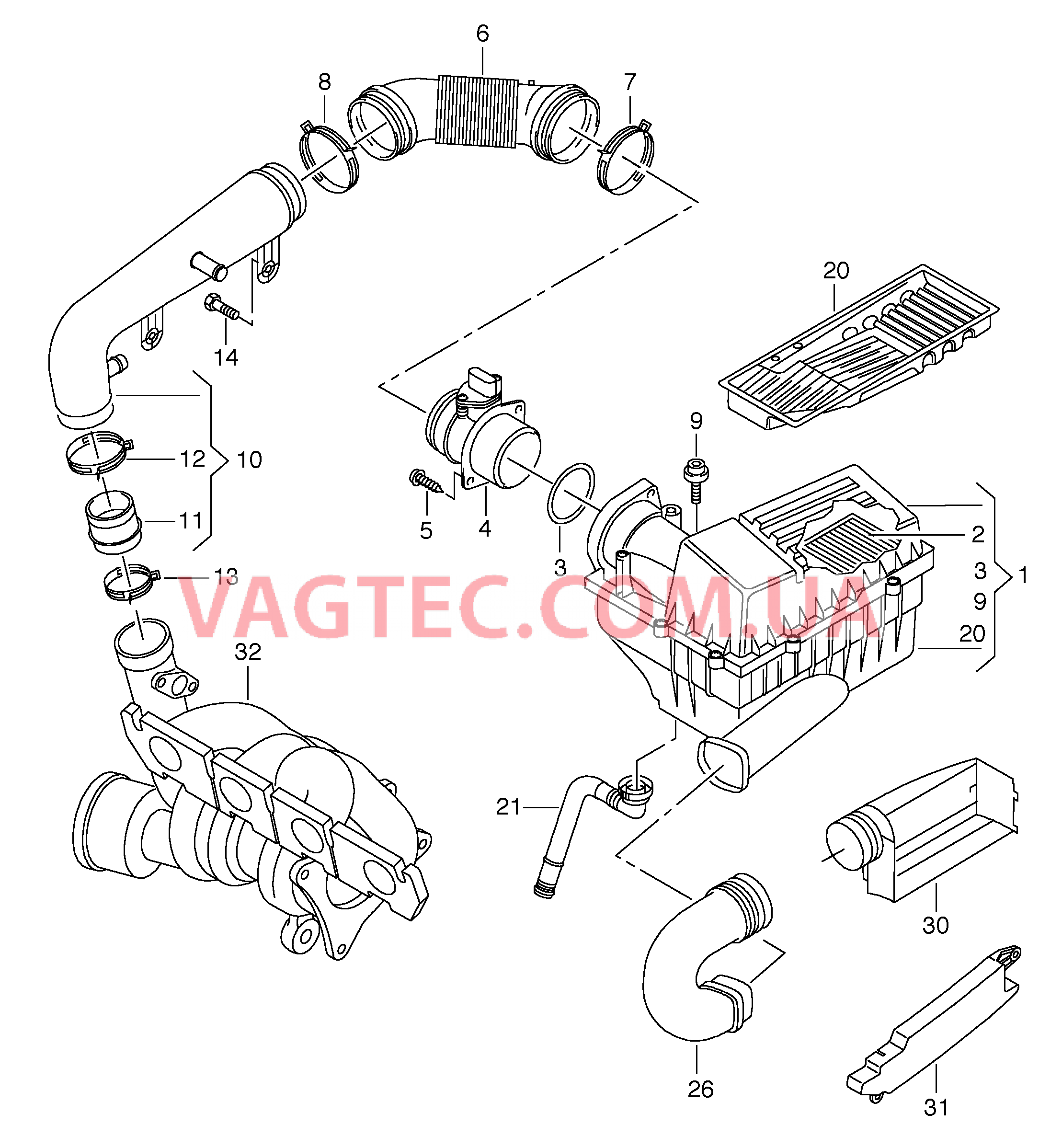 Возд. фильтр с сопутств. деталями  для AUDI Q3 2015