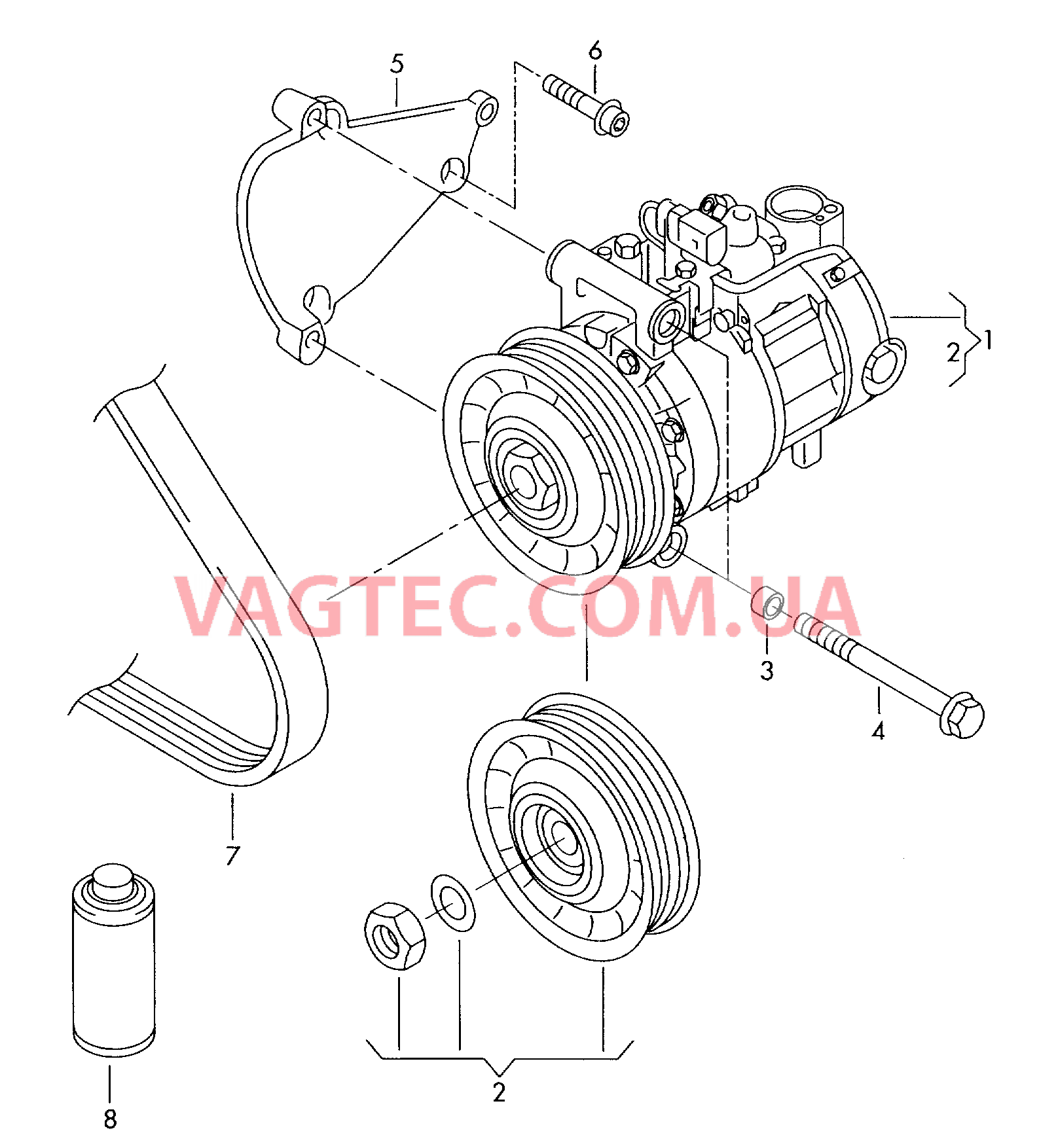 Компрессор климатической уст. Детали соединительные и крепежные для компрессора  для AUDI A6 2005-1