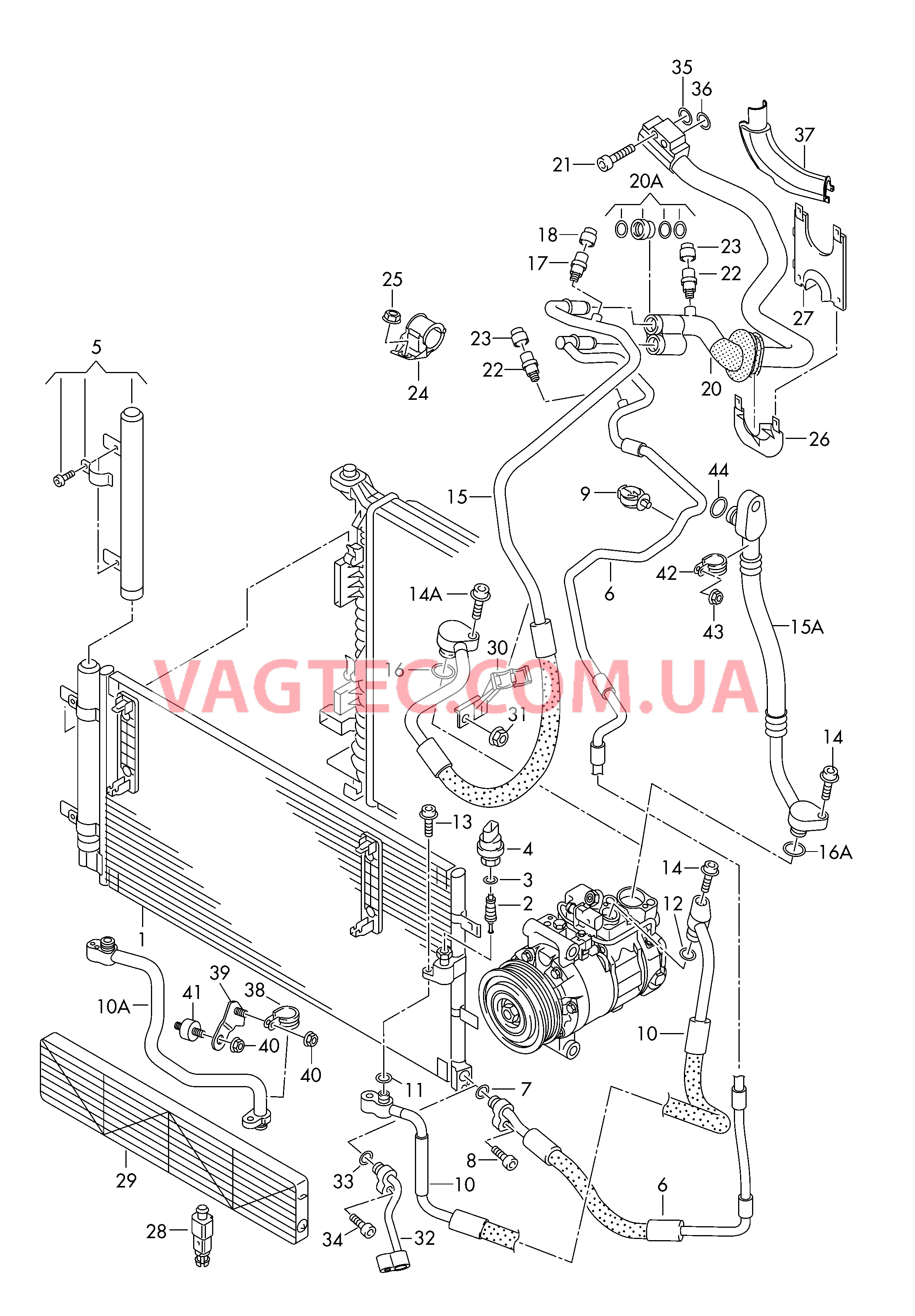 Конденсатор климат.установки Бачок жидкости с соединительными деталями  для AUDI A5 2013