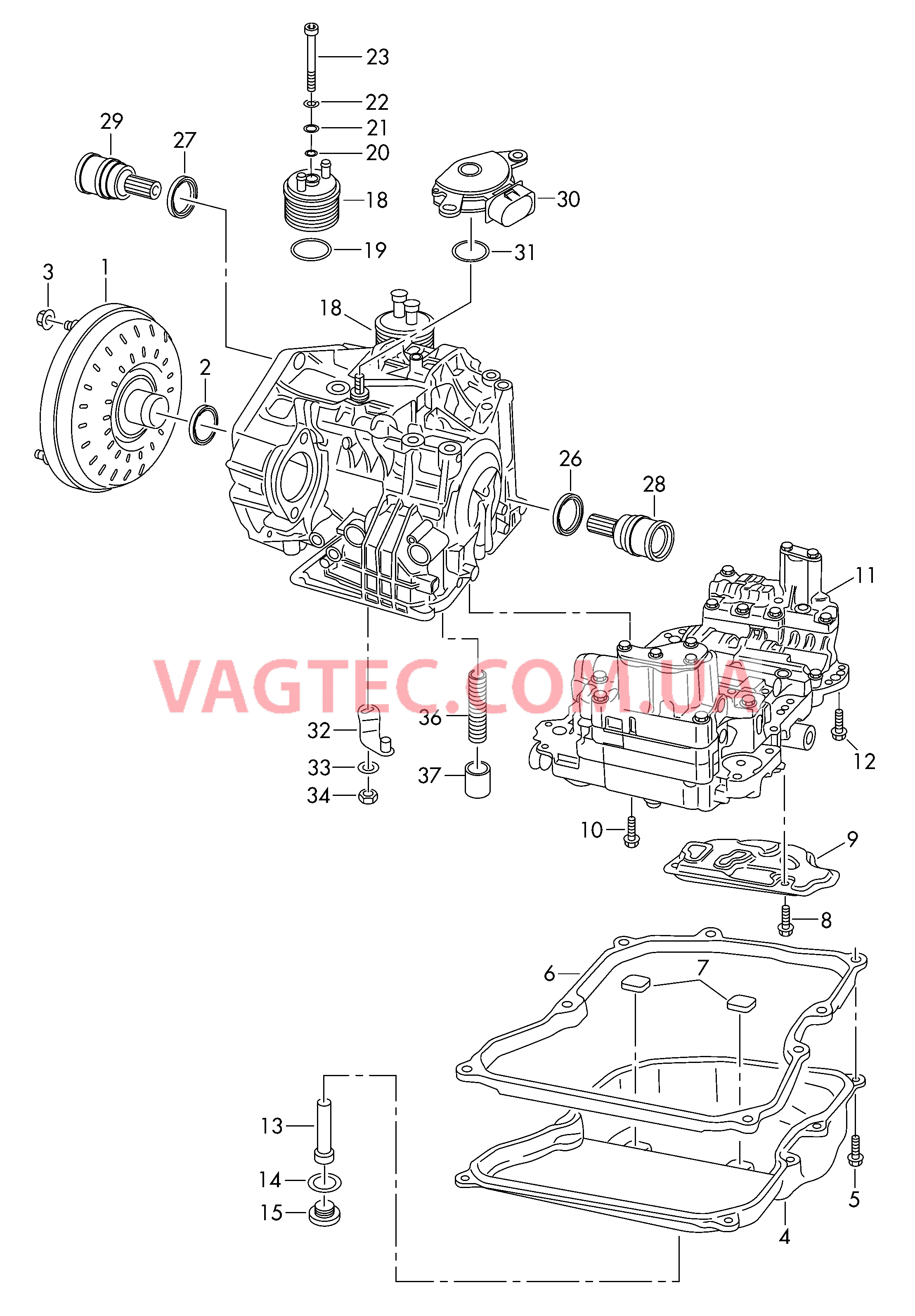 Преобразователь Масляный поддон Блок клапанов АКП для 6-ступенчатой АКП  для VOLKSWAGEN Passat 2009
