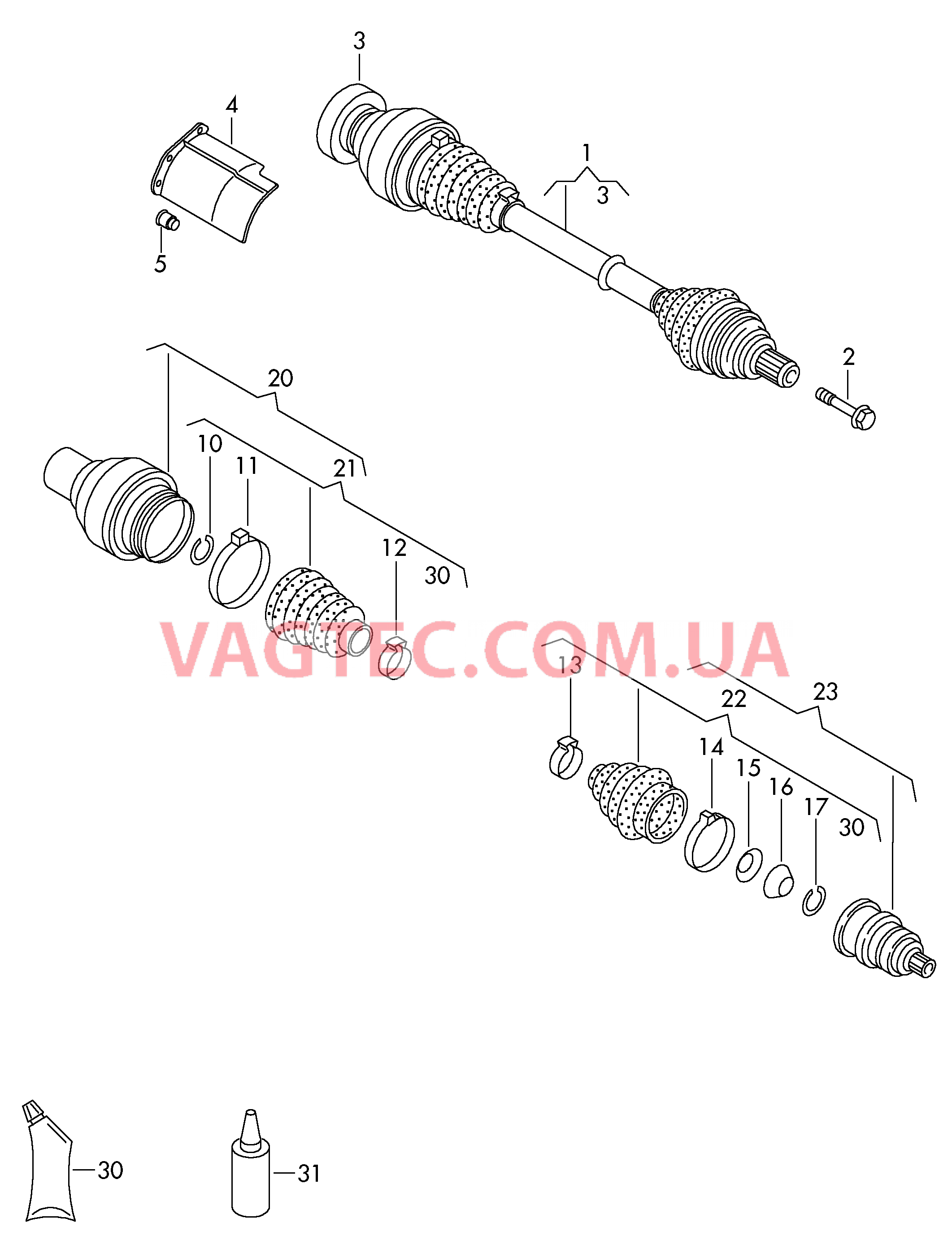 Приводной вал для 6-ступен. механической КП  для VOLKSWAGEN Tiguan 2010