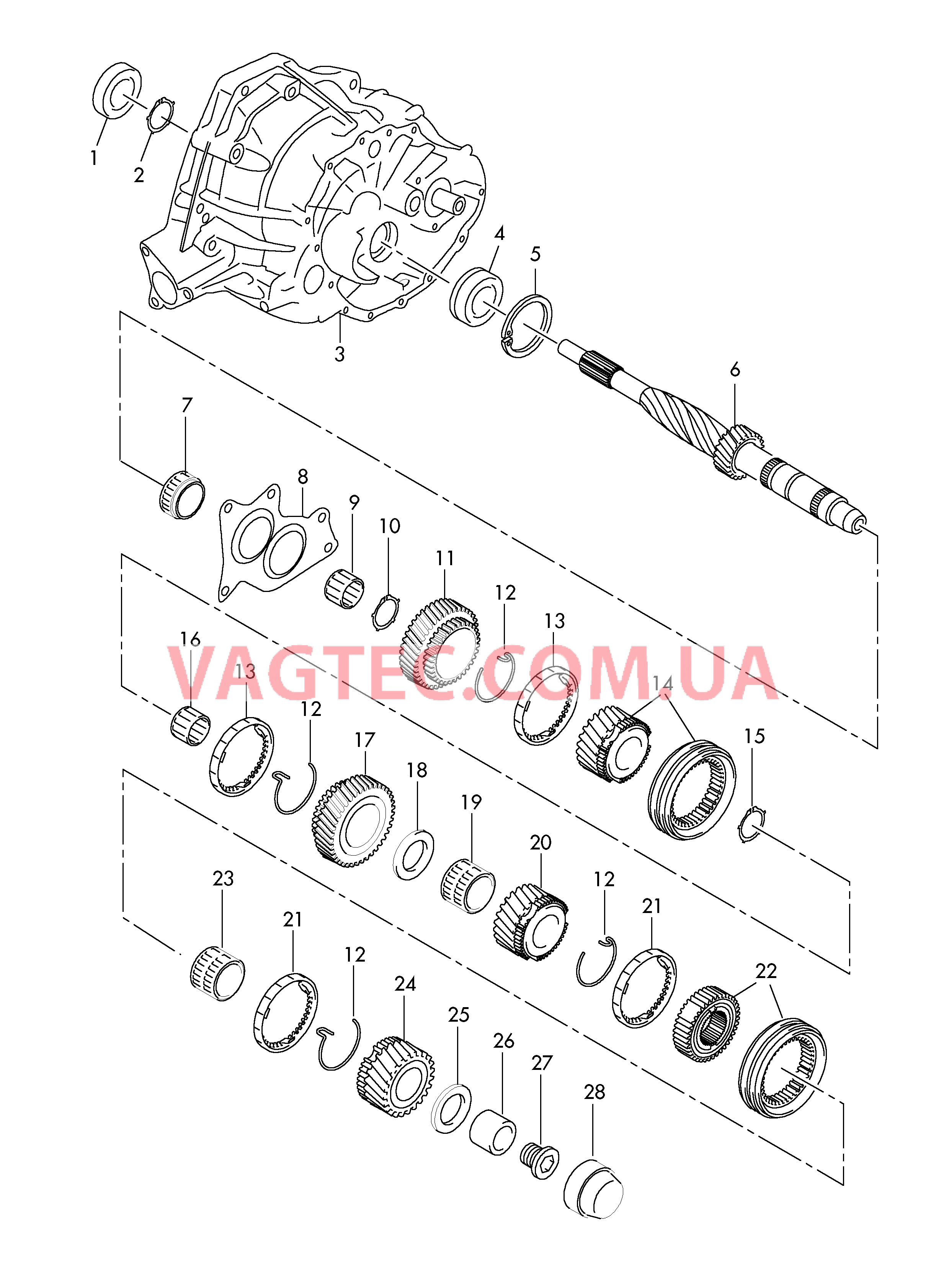 Первичный вал КолEса и валы для 6-ступен. механической КП  для AUDI A4Q 2008-1