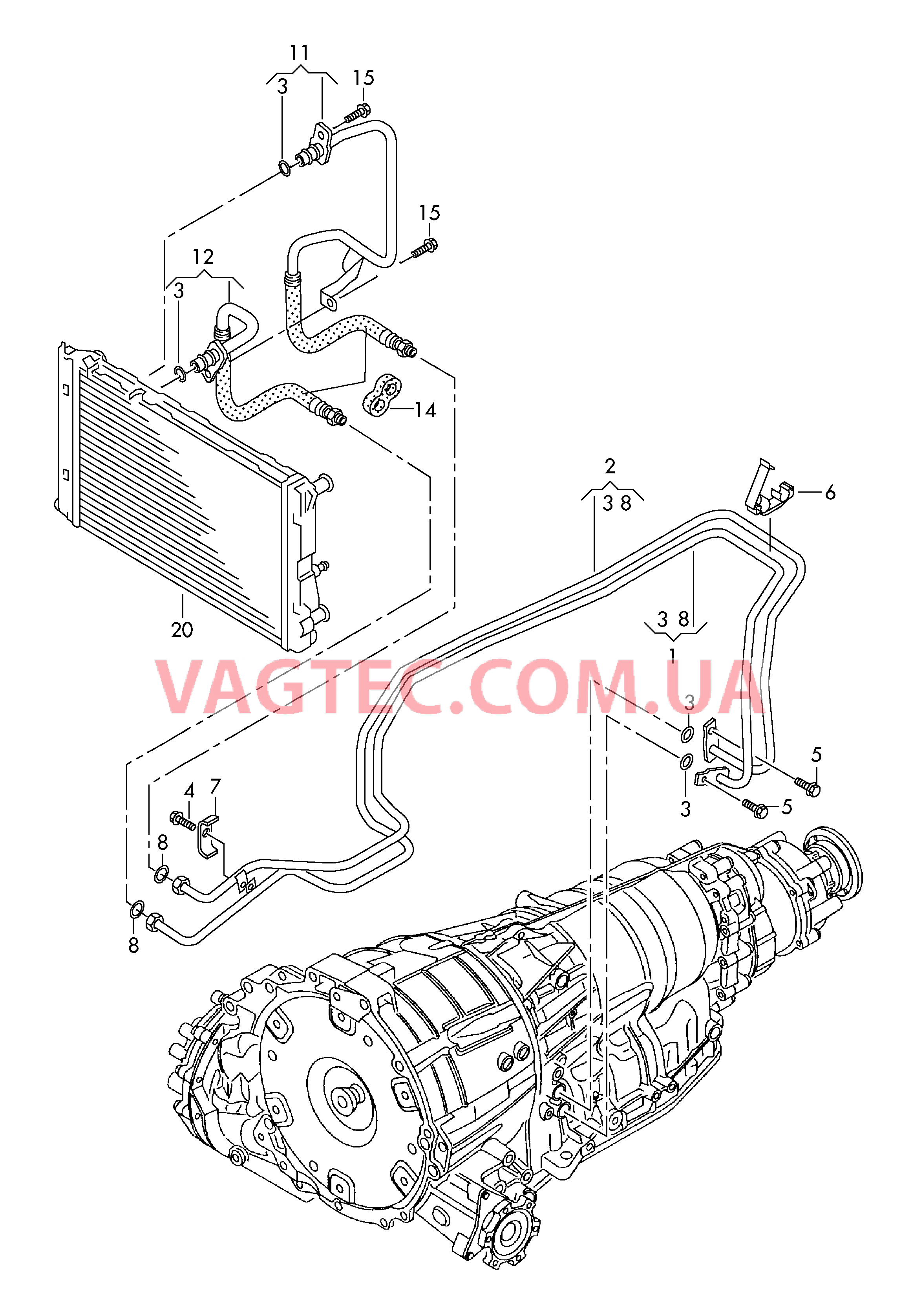 Напорный маслопровод для охлаждения масла коробки передач  для 6-ступенчатой АКП  для AUDI A5 2011