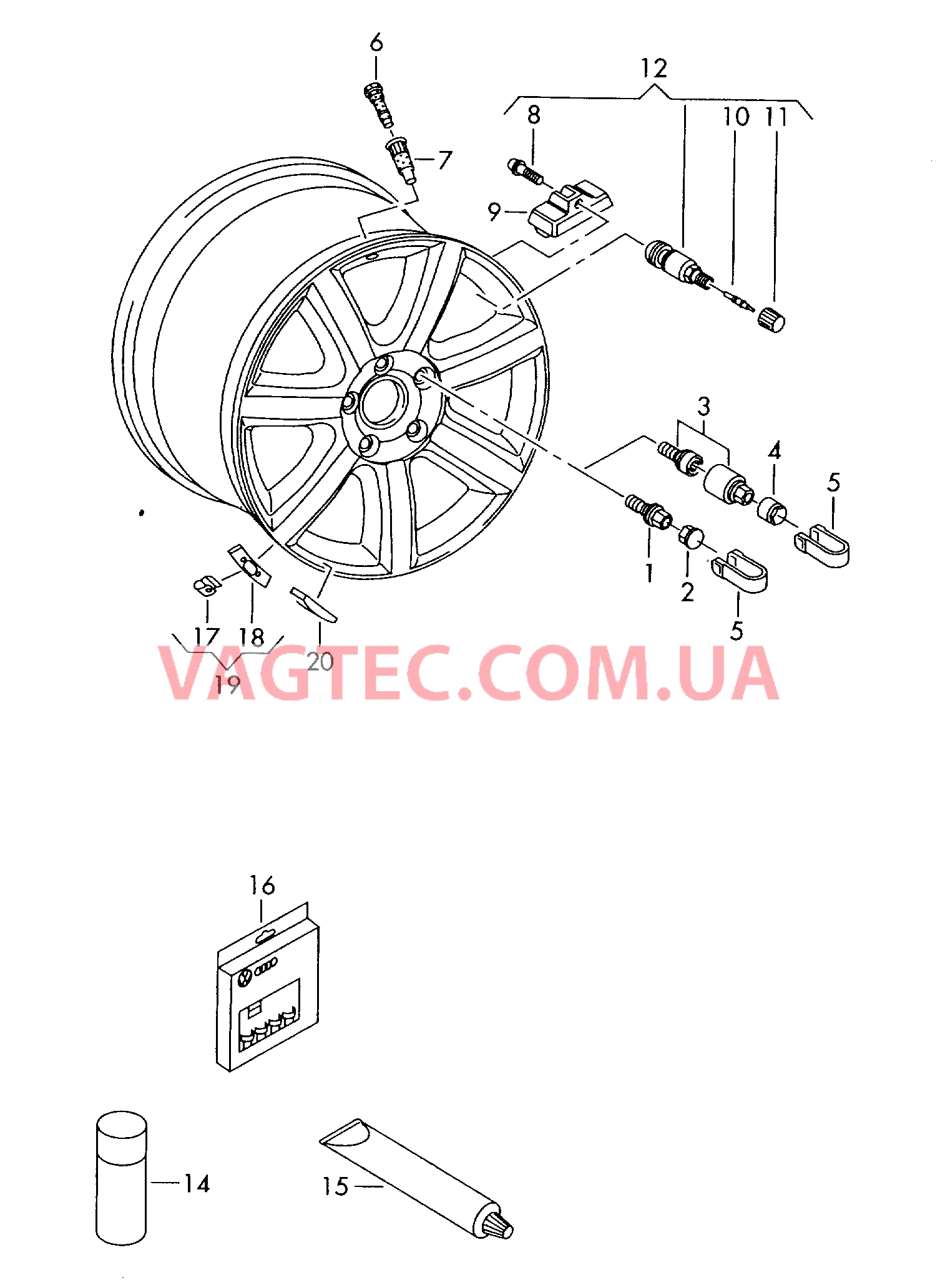 Колёсный болт Клапан Балансировочный груз  для AUDI A5 2016