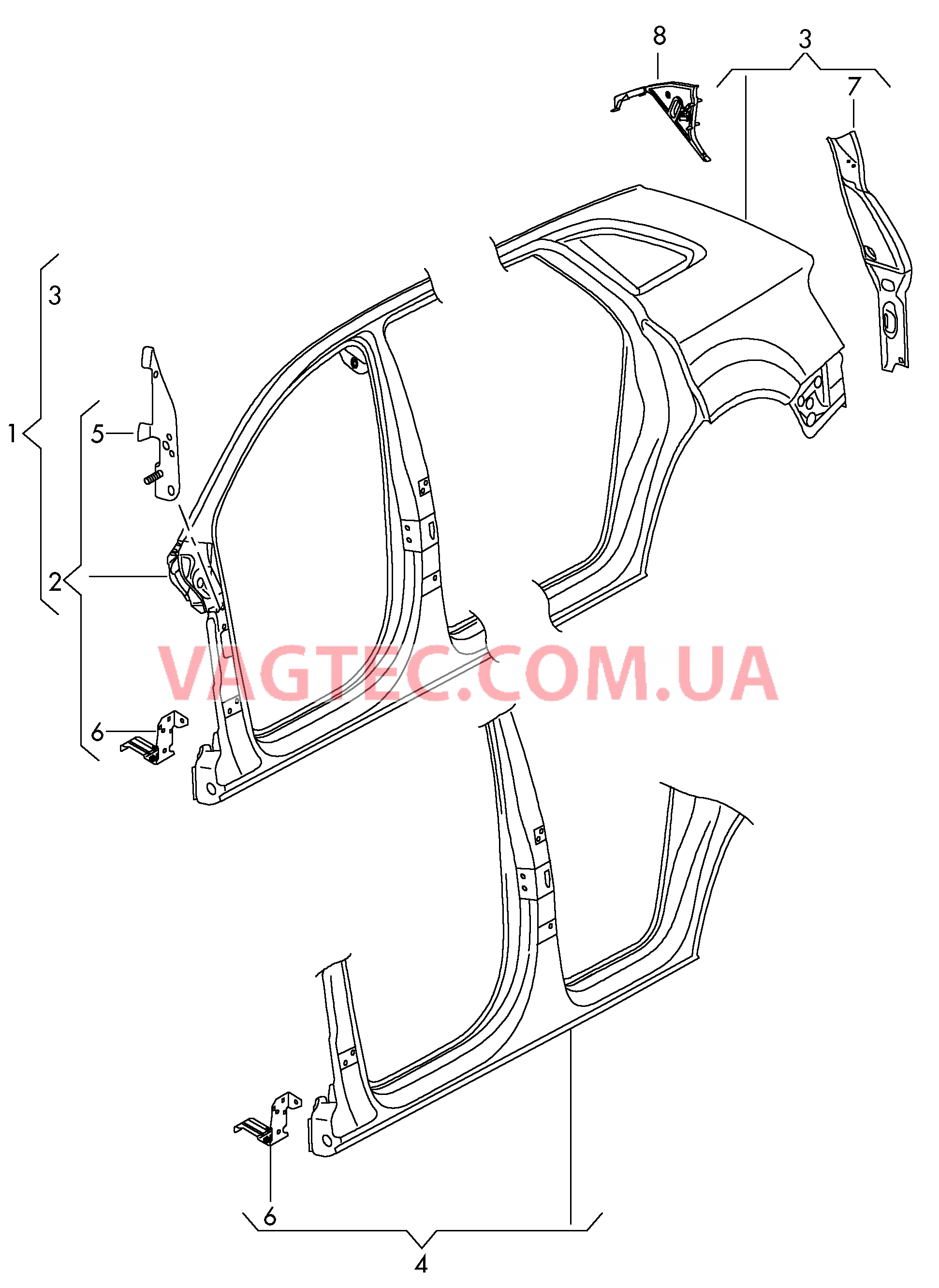 Деталь боковая Отрезная деталь боковина  для AUDI Q3 2015