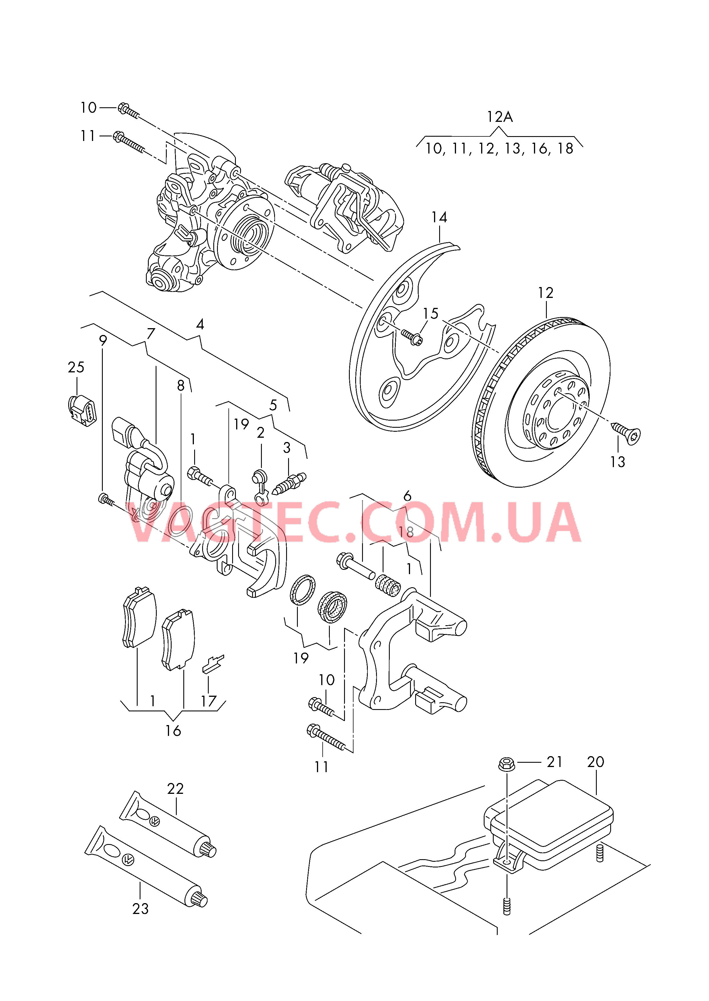 Торм. мех. с плав. суппортом Тормозной диск (вентилир.)  для AUDI A4 2013