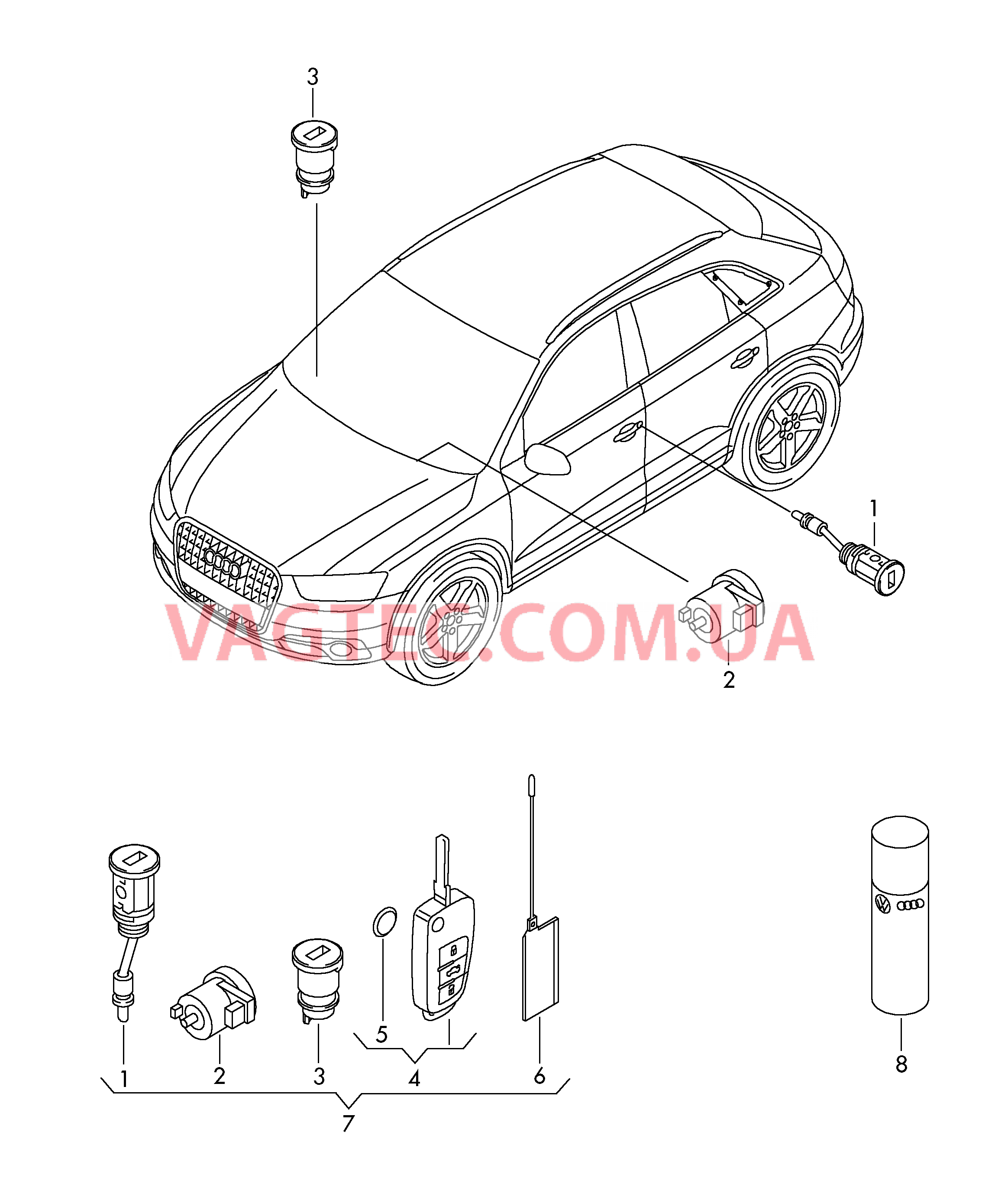 Личинка замка Ключ  для AUDI RSQ3 2016