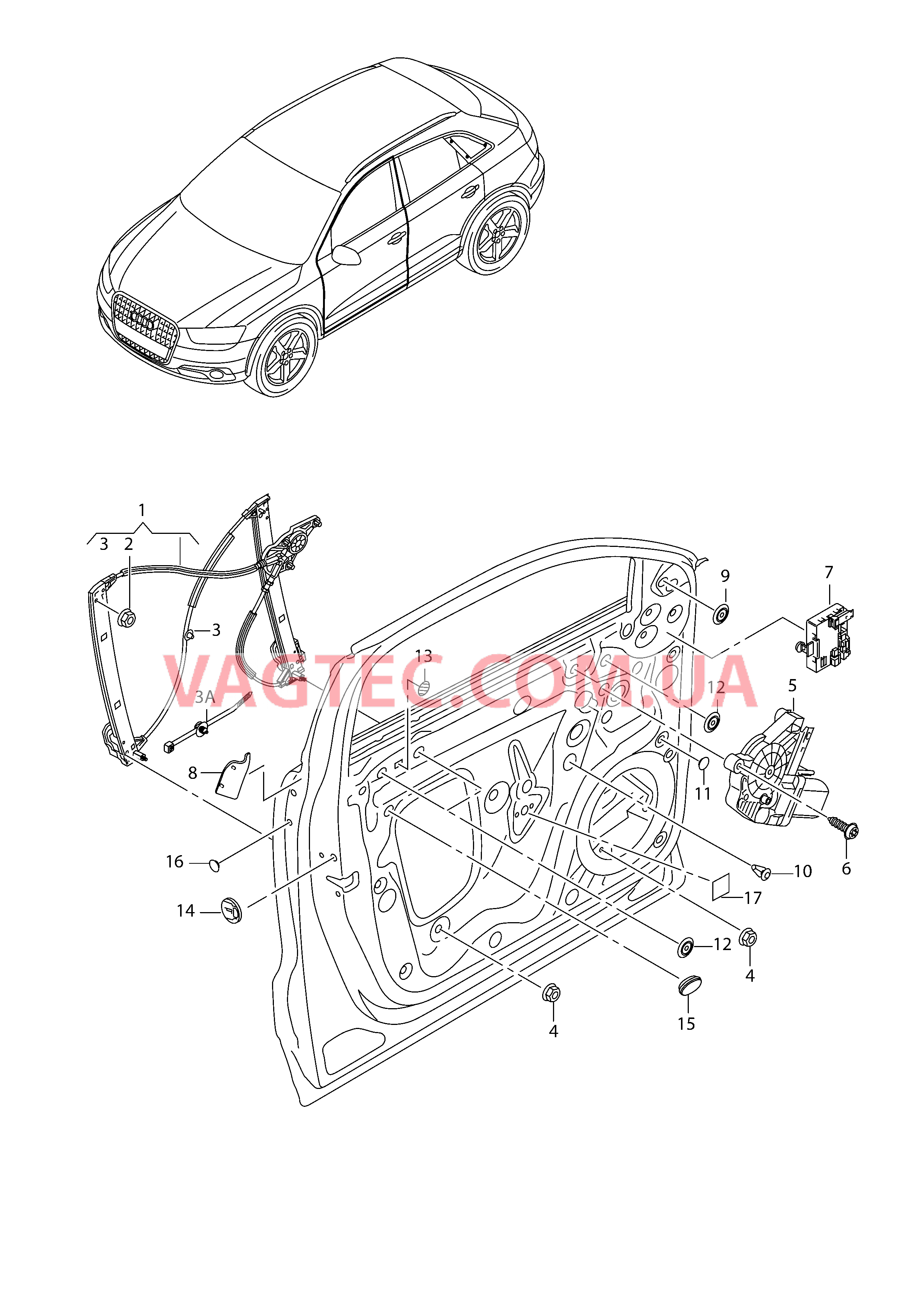 Cтеклоподъемник  для AUDI Q3 2015