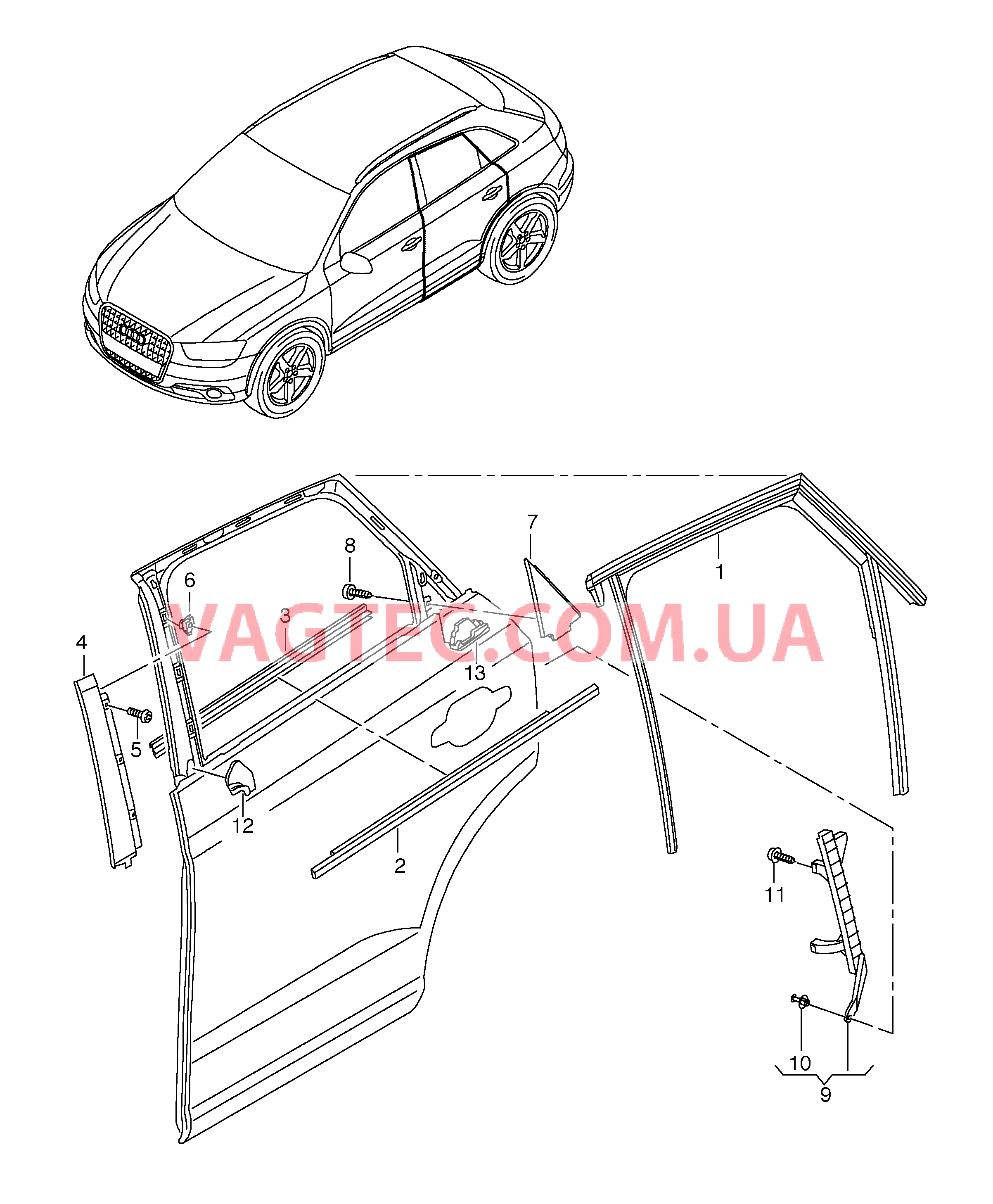 направляющая стекла Уплотнитель двери  для AUDI RSQ3 2017