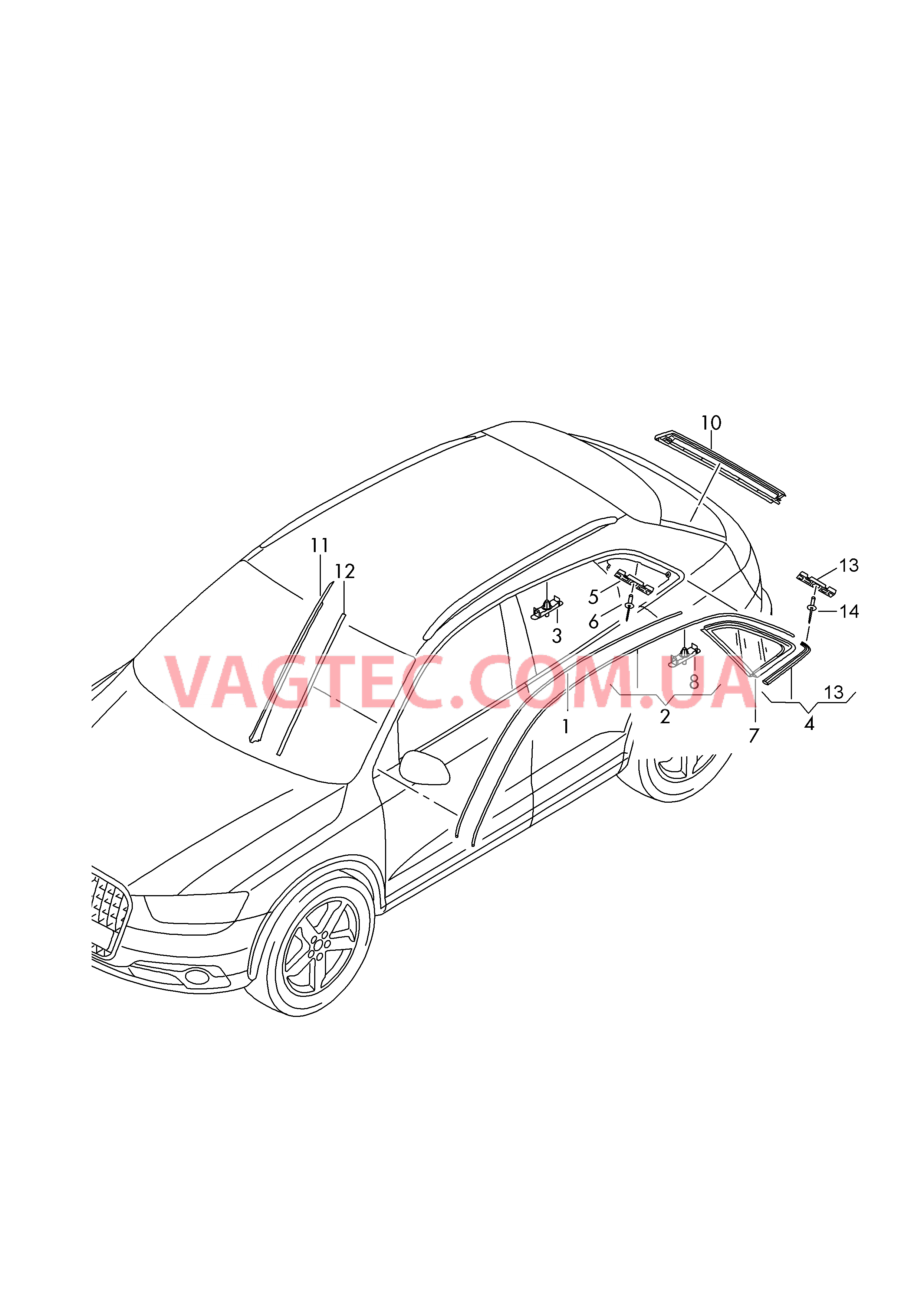  AUDI Q3 Декоративная накладка крыши Молдинг для бокового стекла Cпойлер для крышки багажника Водоотводящий щиток  для AUDI Q3 2012