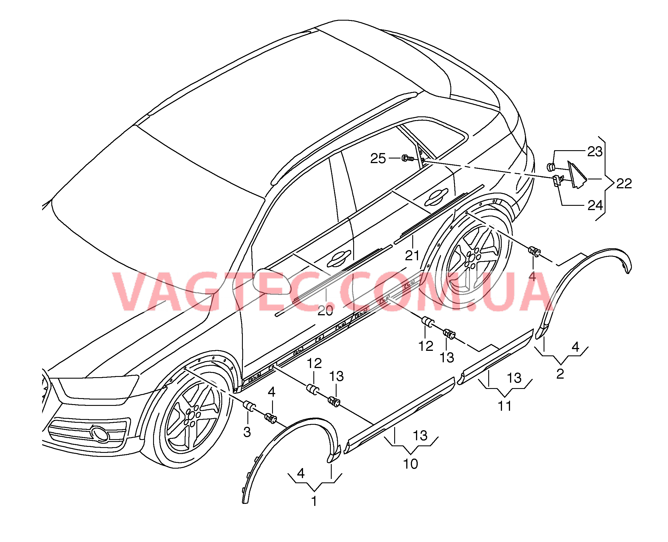 Накладка колёсной арки Накладка для двери Уплотнитель двери с декоративной накладкой  Накладка  для AUDI Q3 2014