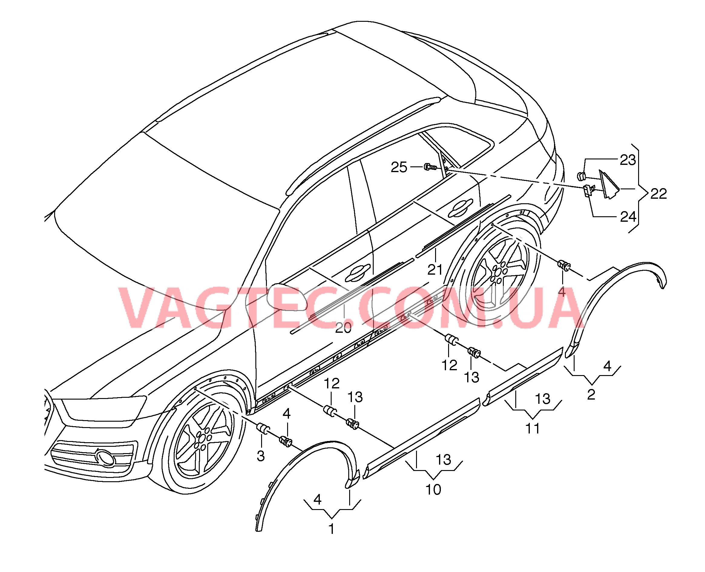  AUDI Q3 Накладка колёсной арки Накладка для двери Уплотнитель двери с декоративной накладкой  Накладка  для AUDI Q3 2013