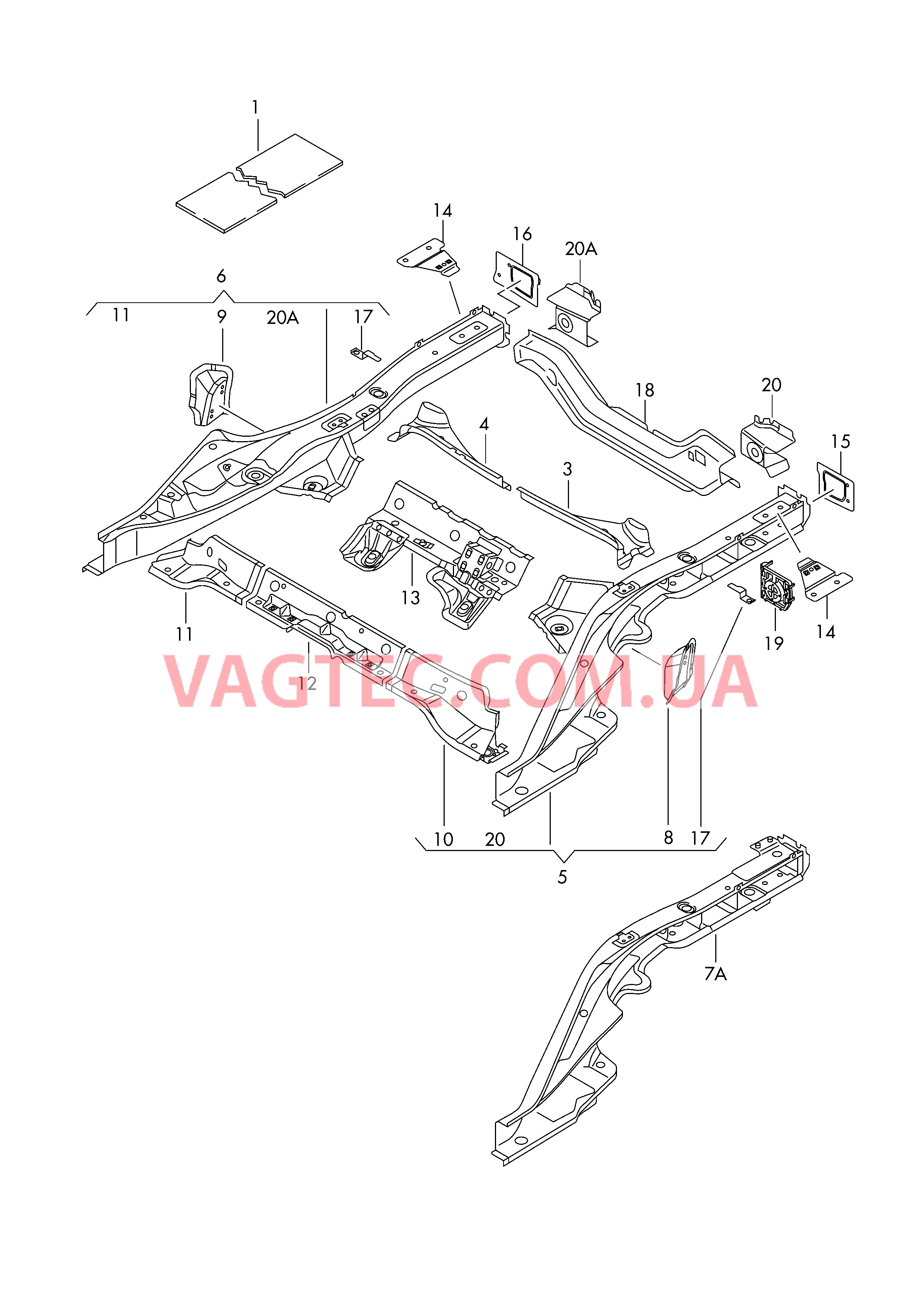 Лонжерон  для AUDI A4 2001-1