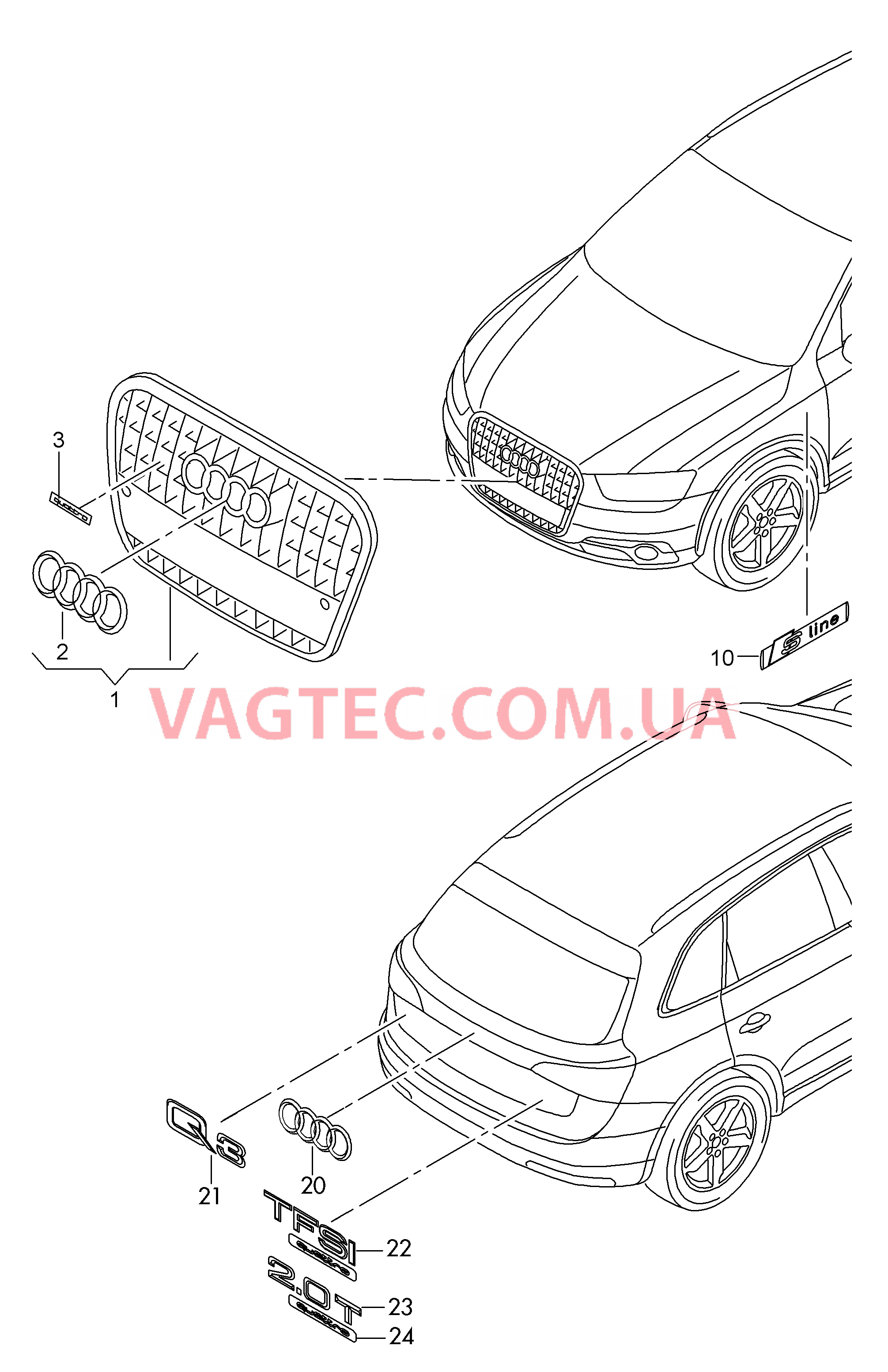  AUDI Q3 Решётка радиатора Надписи  для AUDI Q3 2012