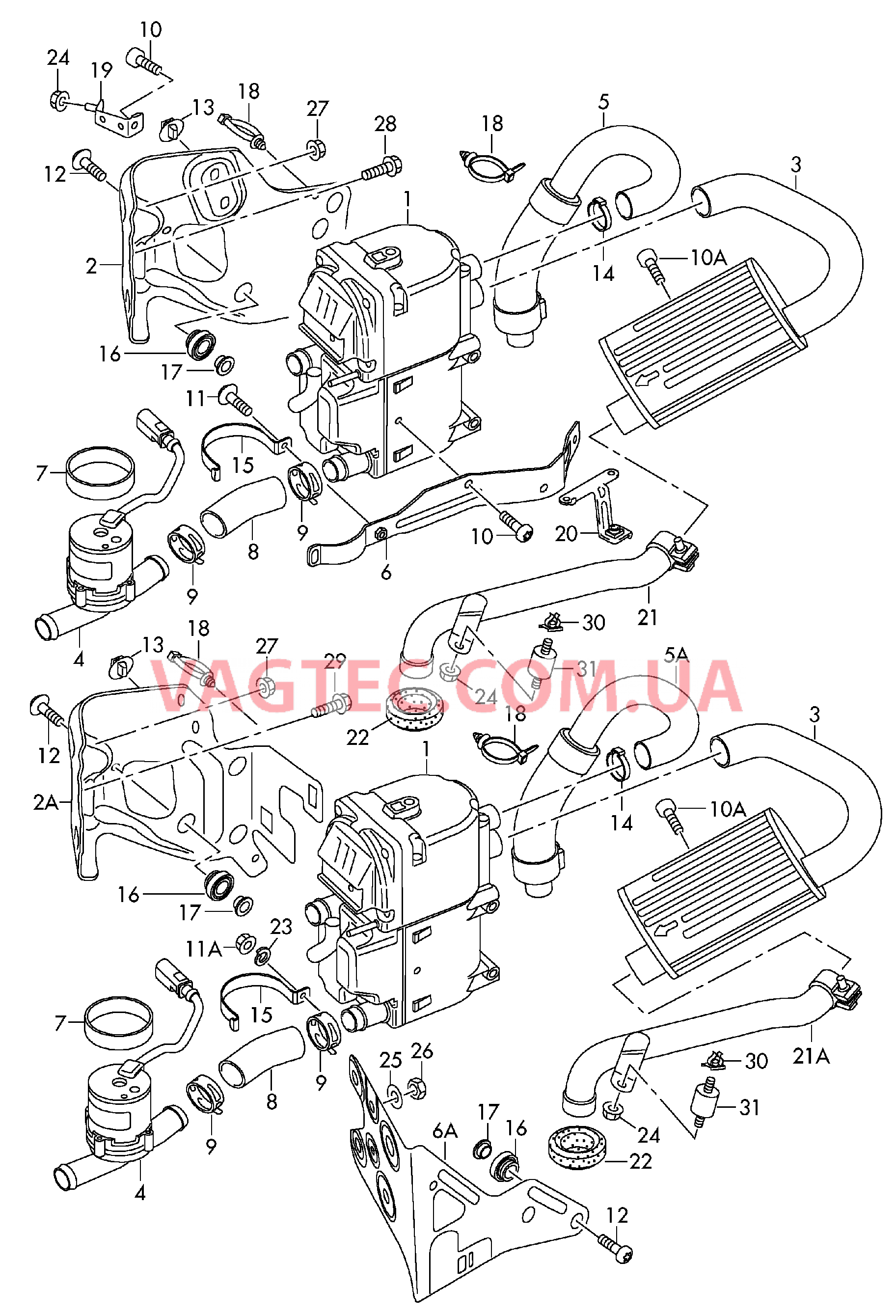 Автономный подогреватель для контура циркуляции ОЖ  для AUDI A4 2015