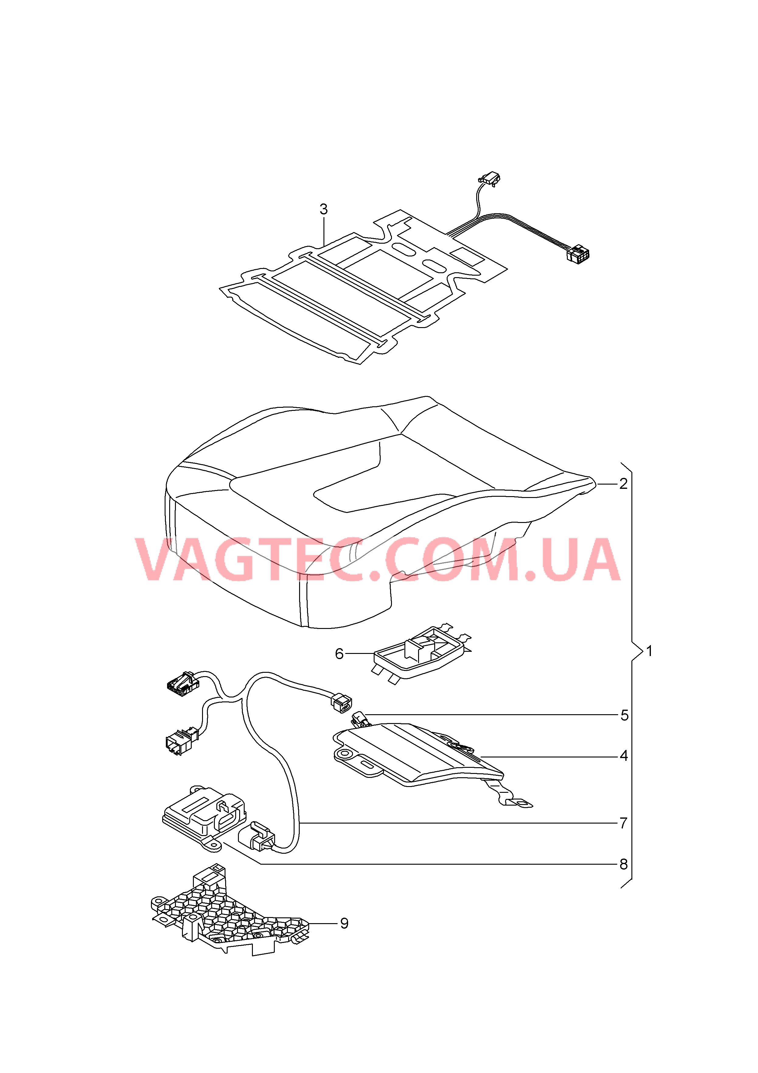 Подушка сиденья Cист. распозн. занят. сиденья Cмотри руководство по ремонту  для AUDI Q5 2014