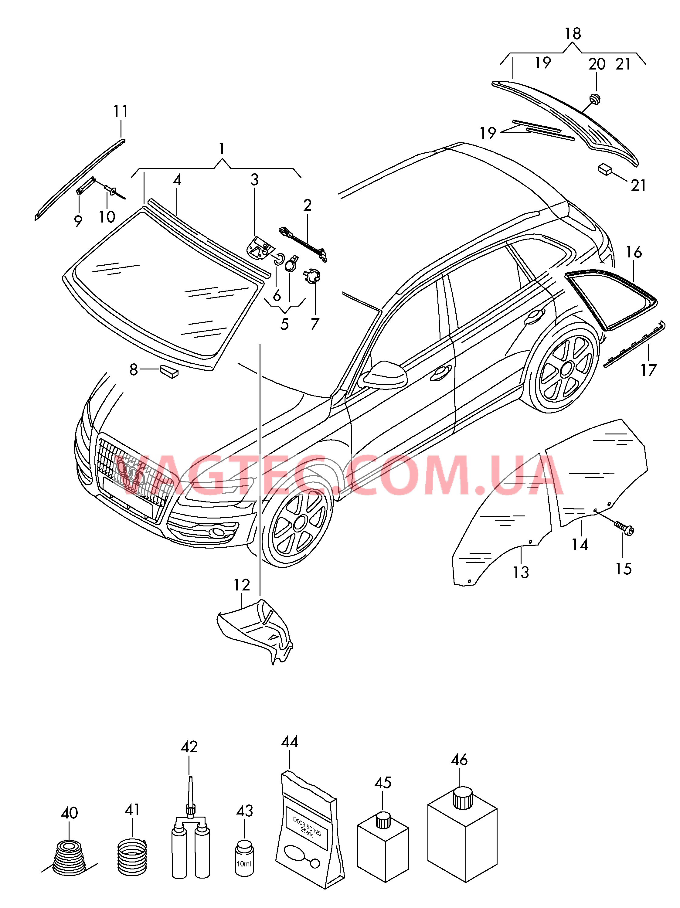 Заднее стекло  для AUDI Q5 2011