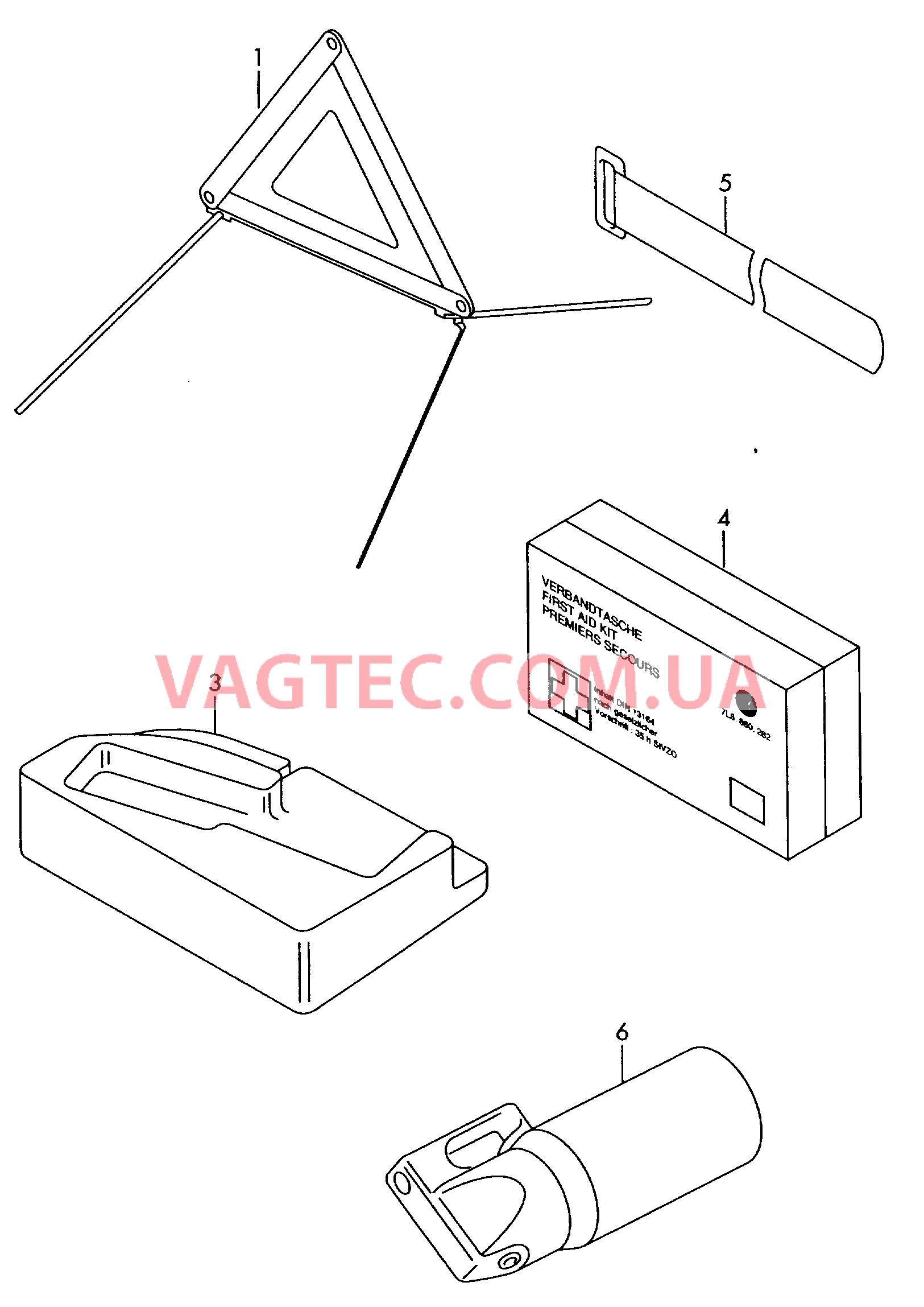 Аптечка в сумке для VW TOUAREG  Знак аварийной остановки для VW TOUAREG  Огнетушители для VW TOUAREG   для VOLKSWAGEN Touareg 2003