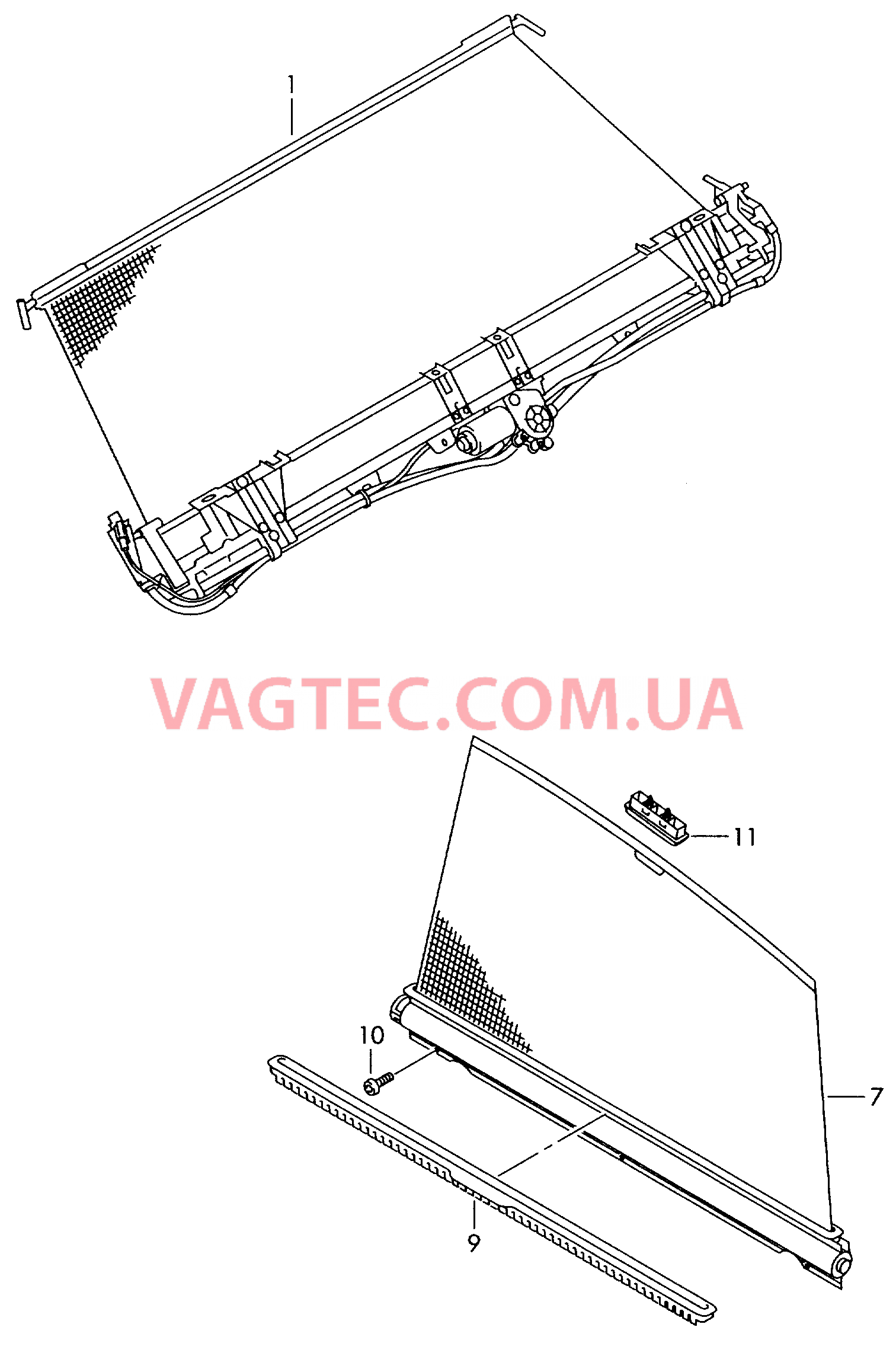 Шторка солнцезащитная  для AUDI A4Q 2008-1