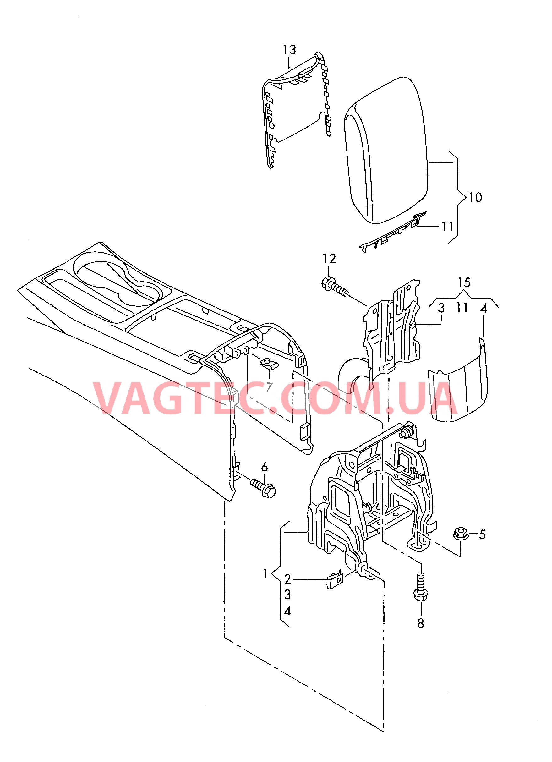 Подлокотник, центральный  для AUDI A4 2008-1