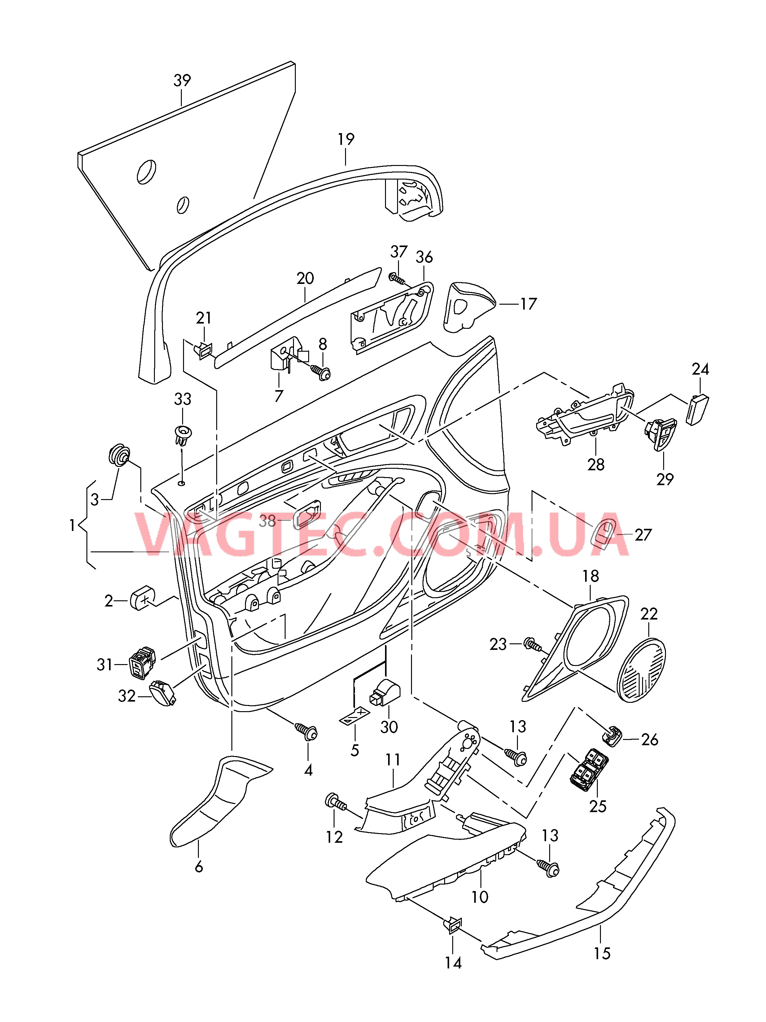 Обшивки дверей  для AUDI A4 2008-1