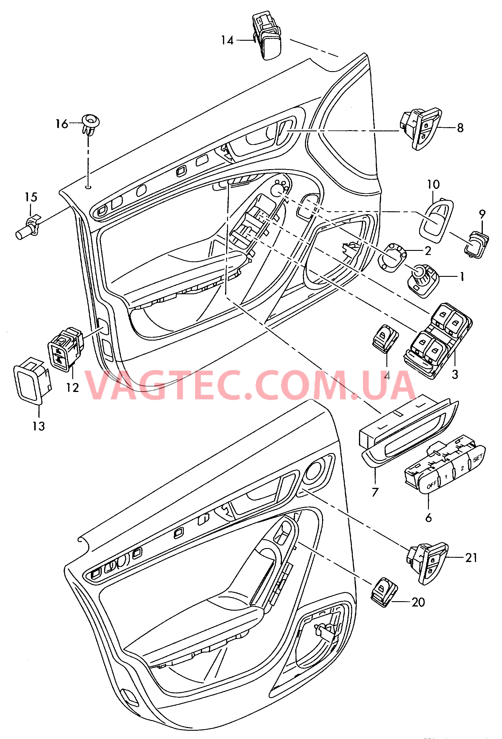 Выключатель в обивке двери  для AUDI RS4 2016
