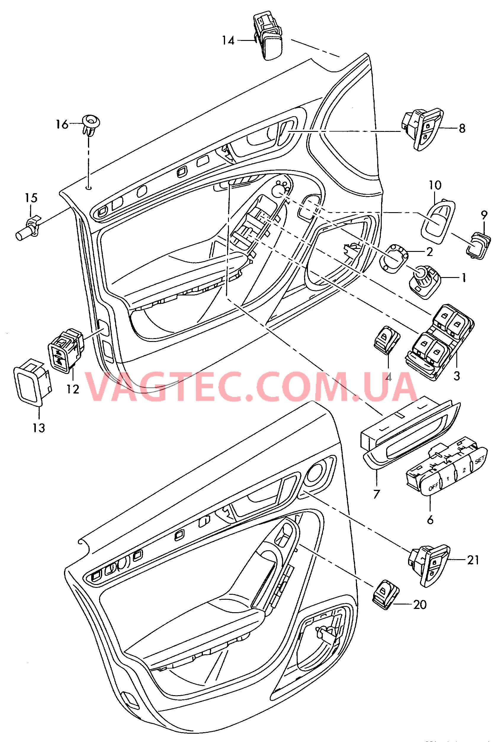 Выключатель в обивке двери  D -    MJ 2013>> для AUDI A4AR 2011