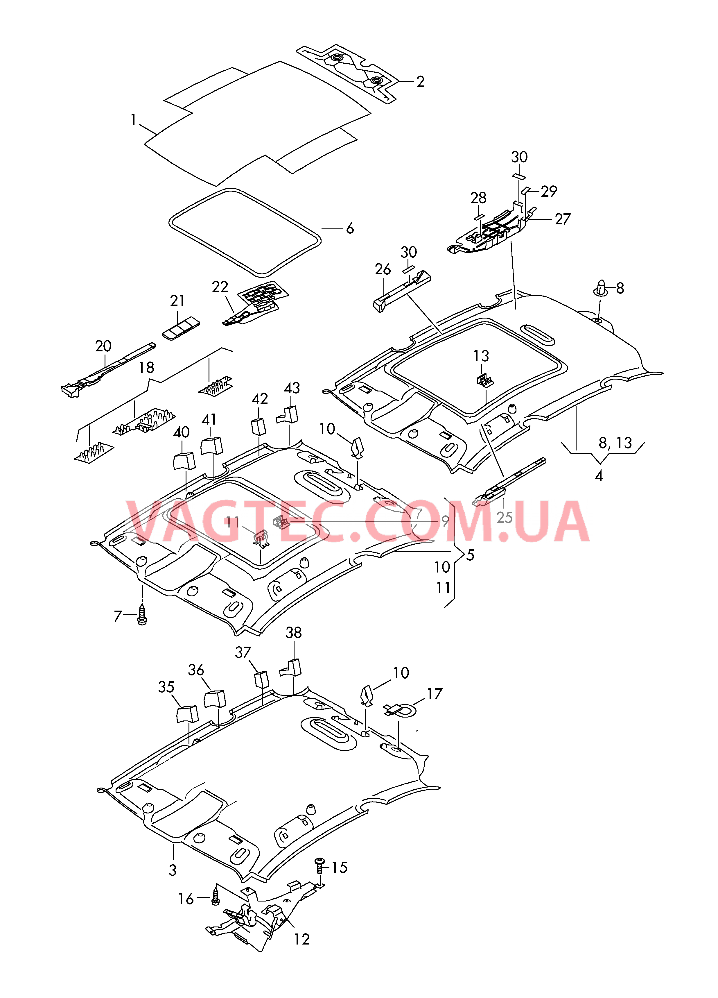 Обивка крыши Усилитель крыши  для AUDI A4 2008-1