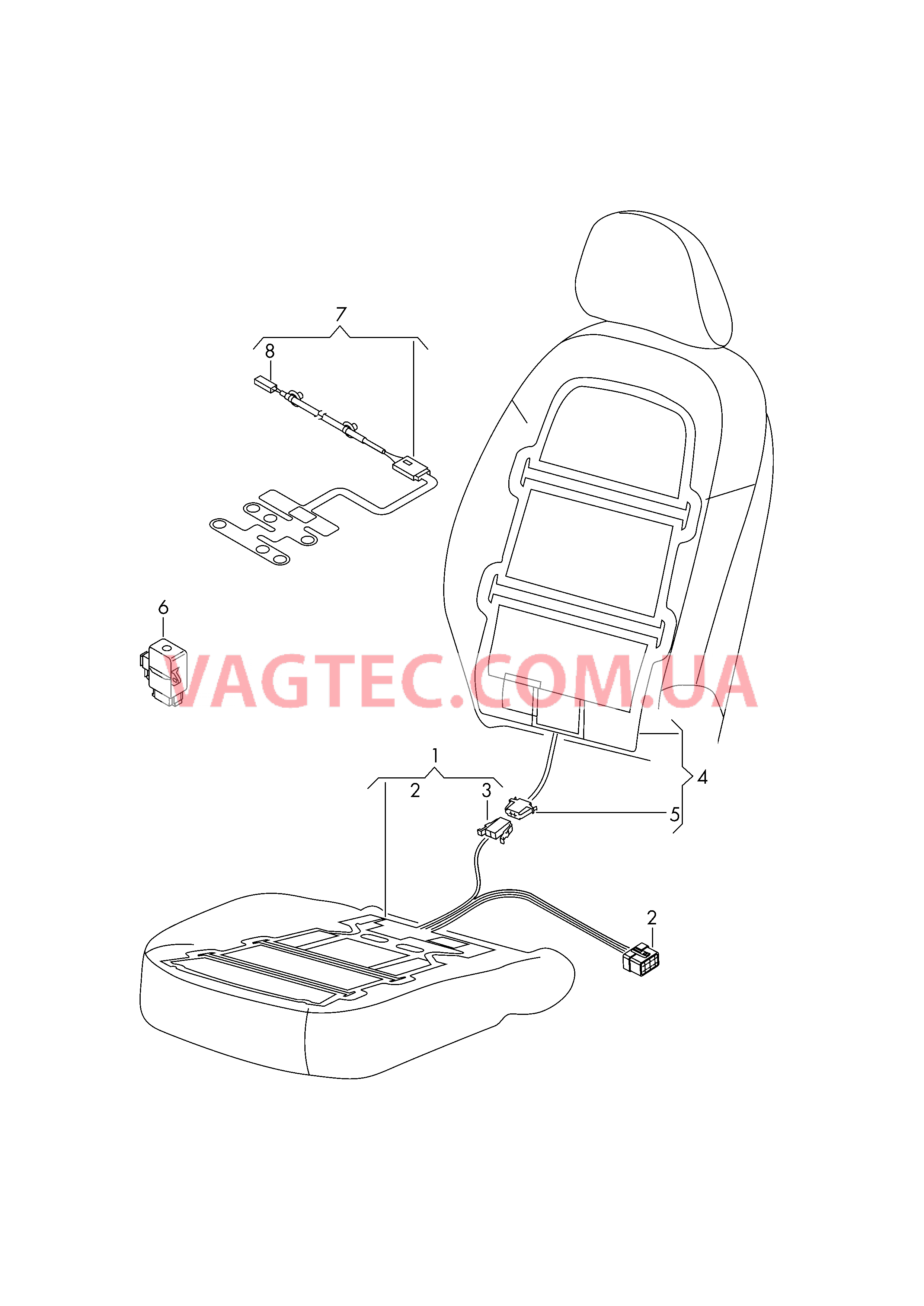 Нагревательный элемент спинки и подушки сиденья  Вставка распознавания занятости сиденья  для AUDI Q3 2016