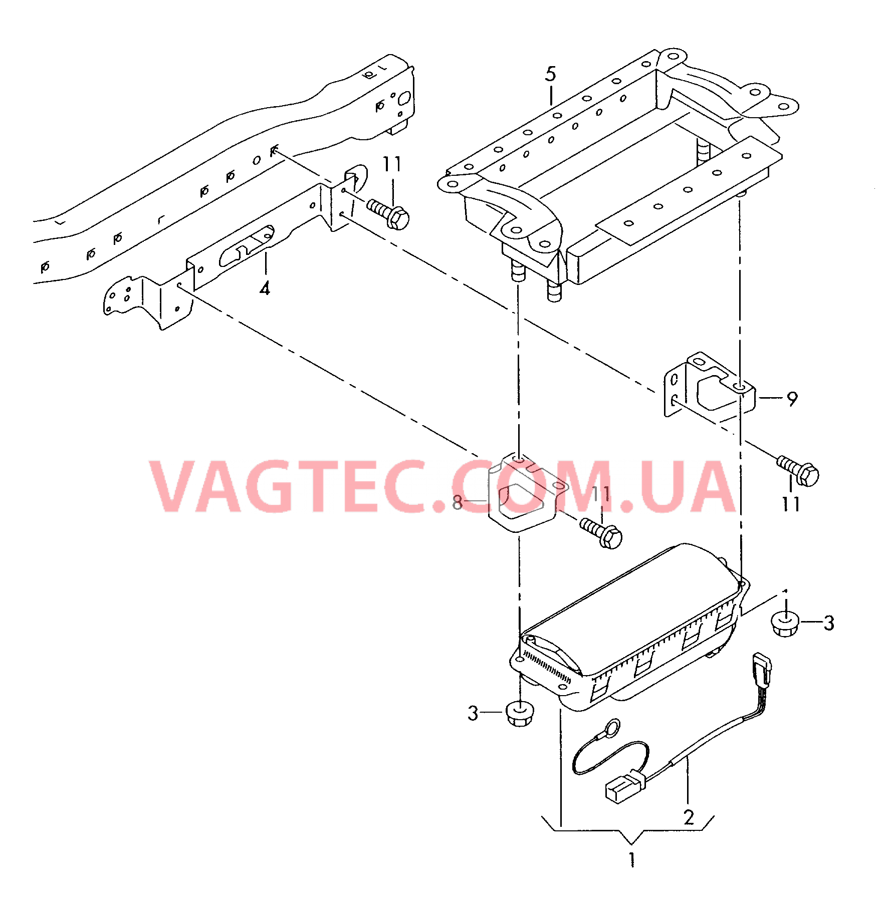 Модуль подушки безопасности (сторона переднего пассажира) *** Внимание! Опасный груз *** Cмотри руководство по ремонту D             >> -    MJ 2012 для AUDI A4AR 2013