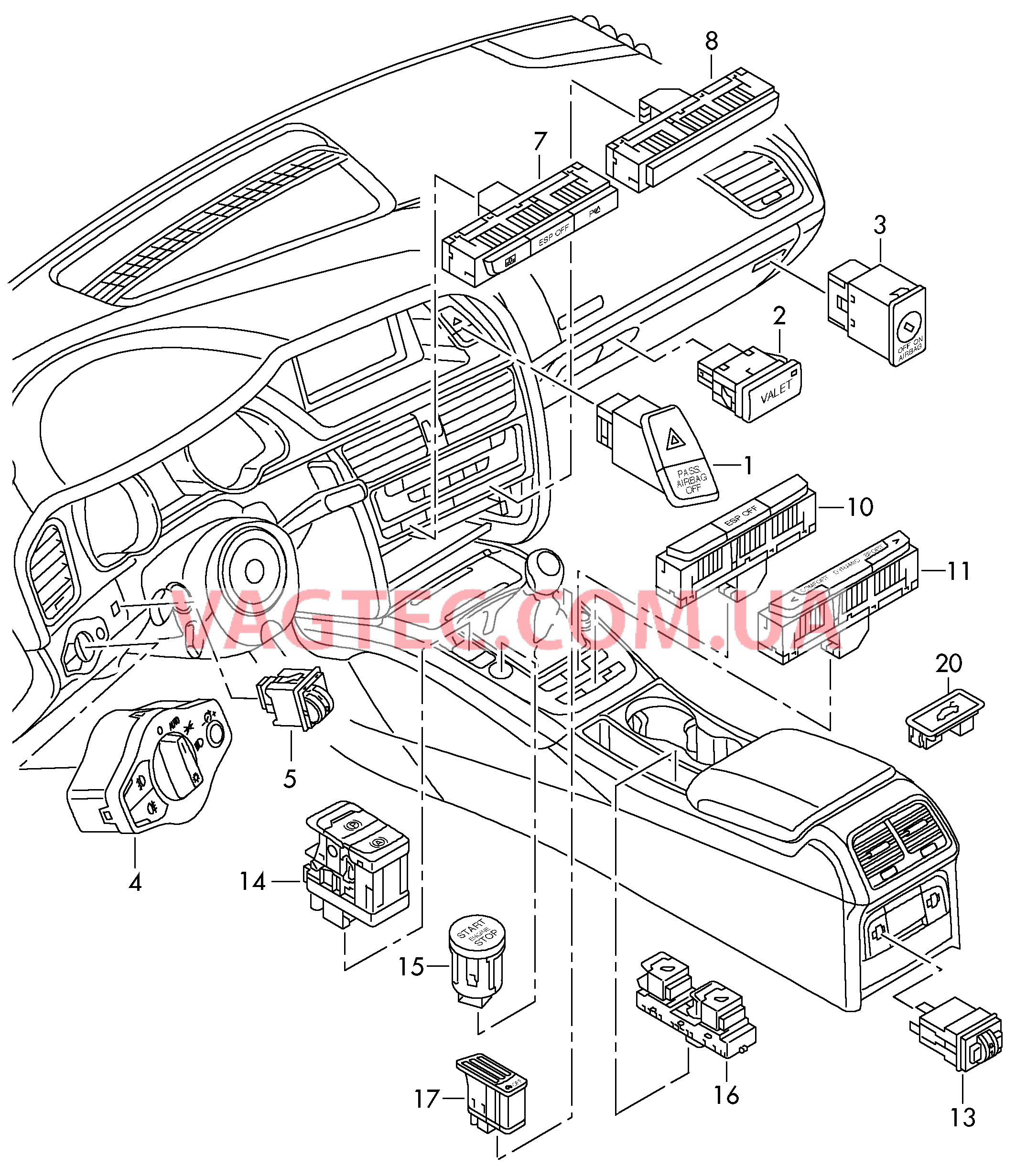 Выключатель  для AUDI RS5 2014