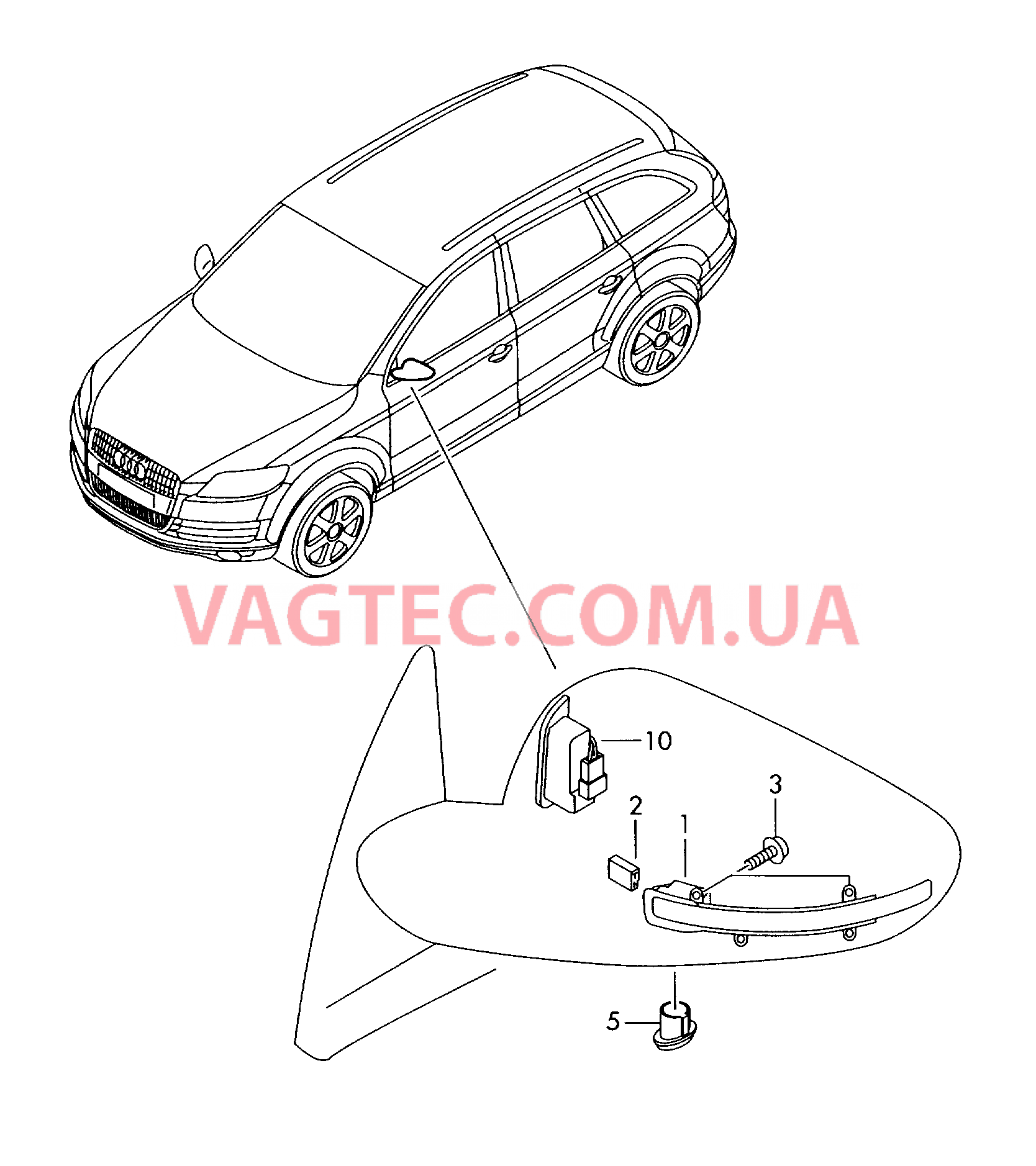 Фонарь указателя поворота Наружные зеркала Индикатор асс. смены полосы  для AUDI RS5 2015