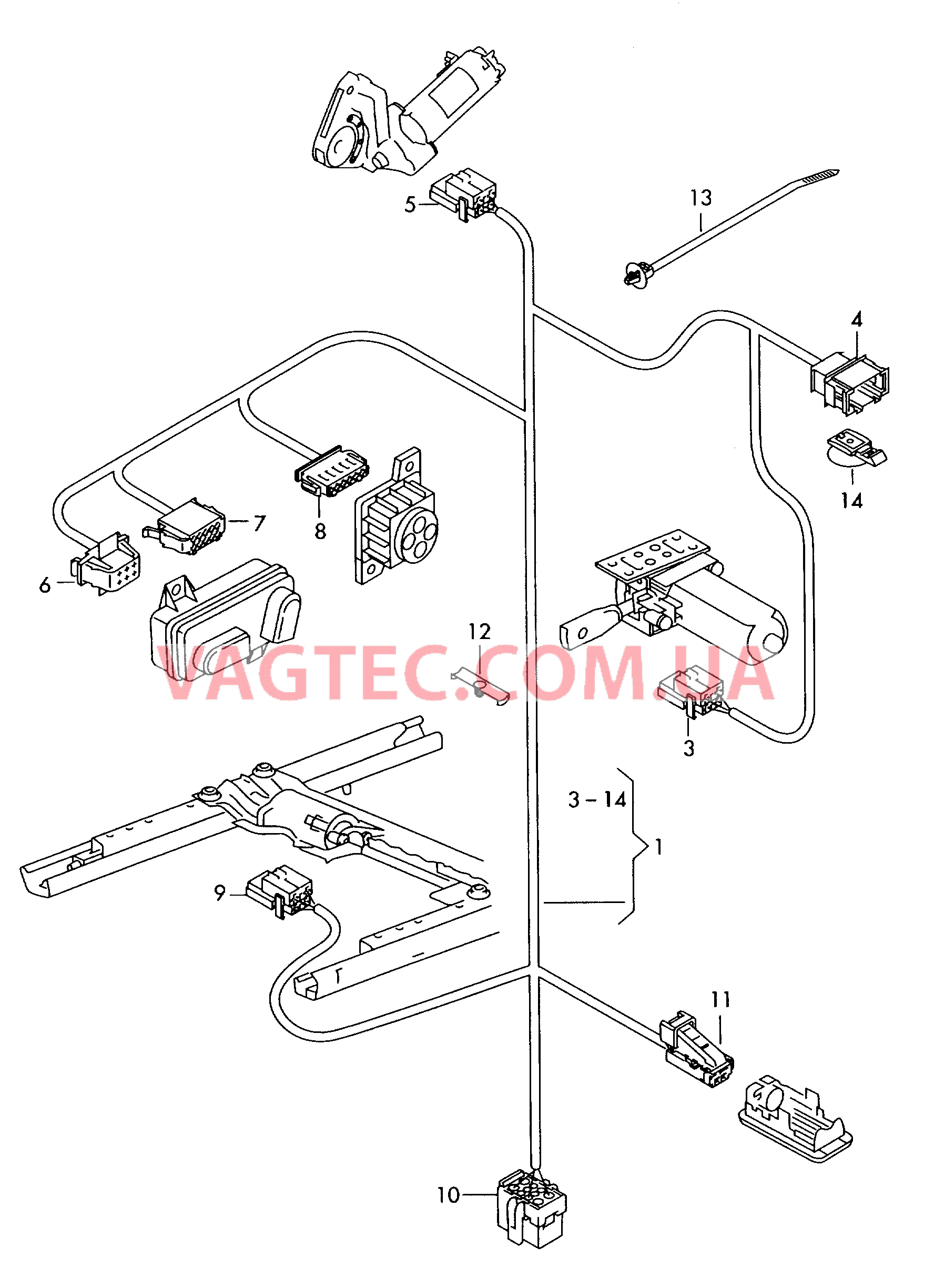 Жгут проводов каркаса сиденья  для AUDI A4Q 2008-1