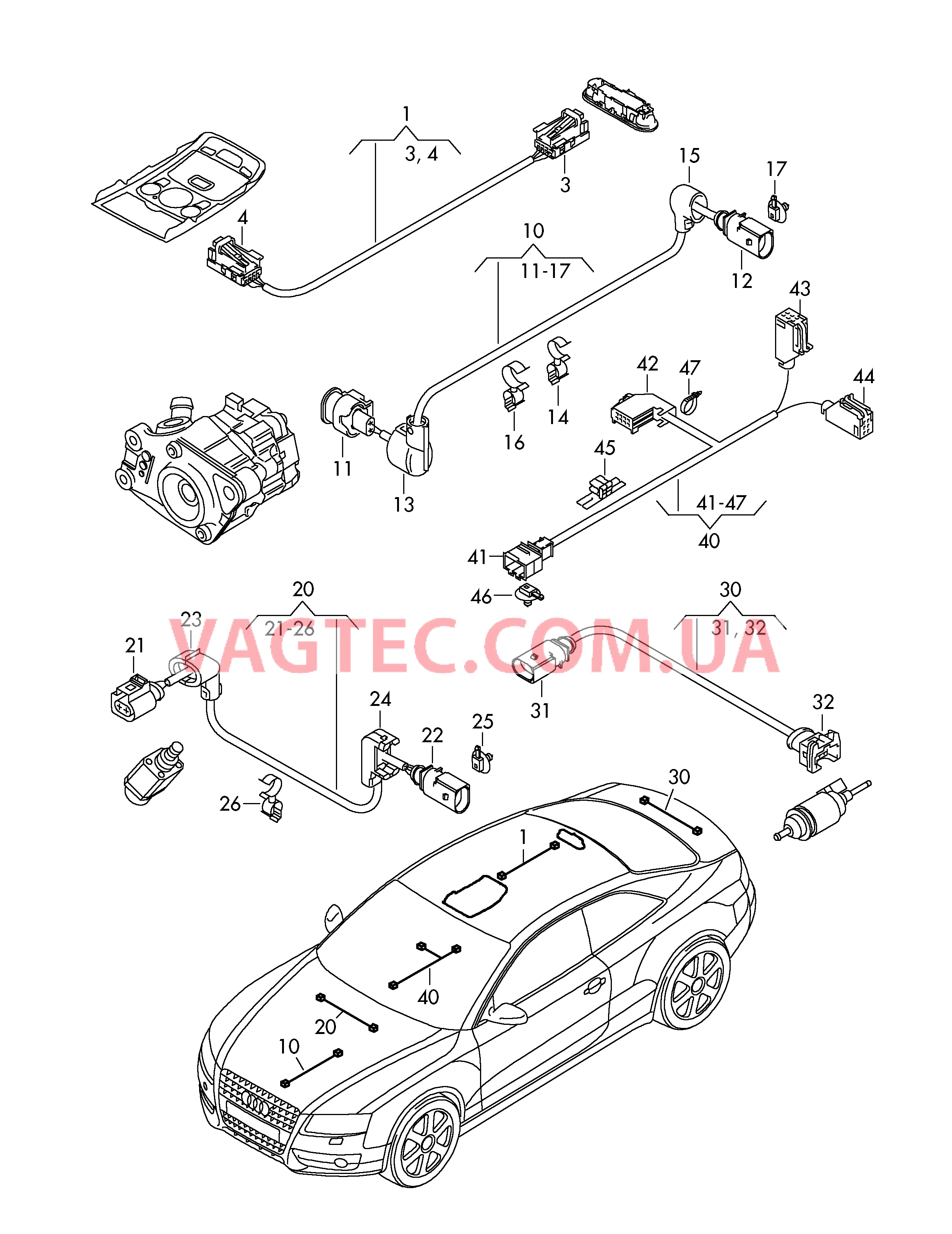 Жгут проводов крыши Жгут проводов для SERVOTRONIC Кабель-адаптер Клапан управления  для AUDI RS5 2011