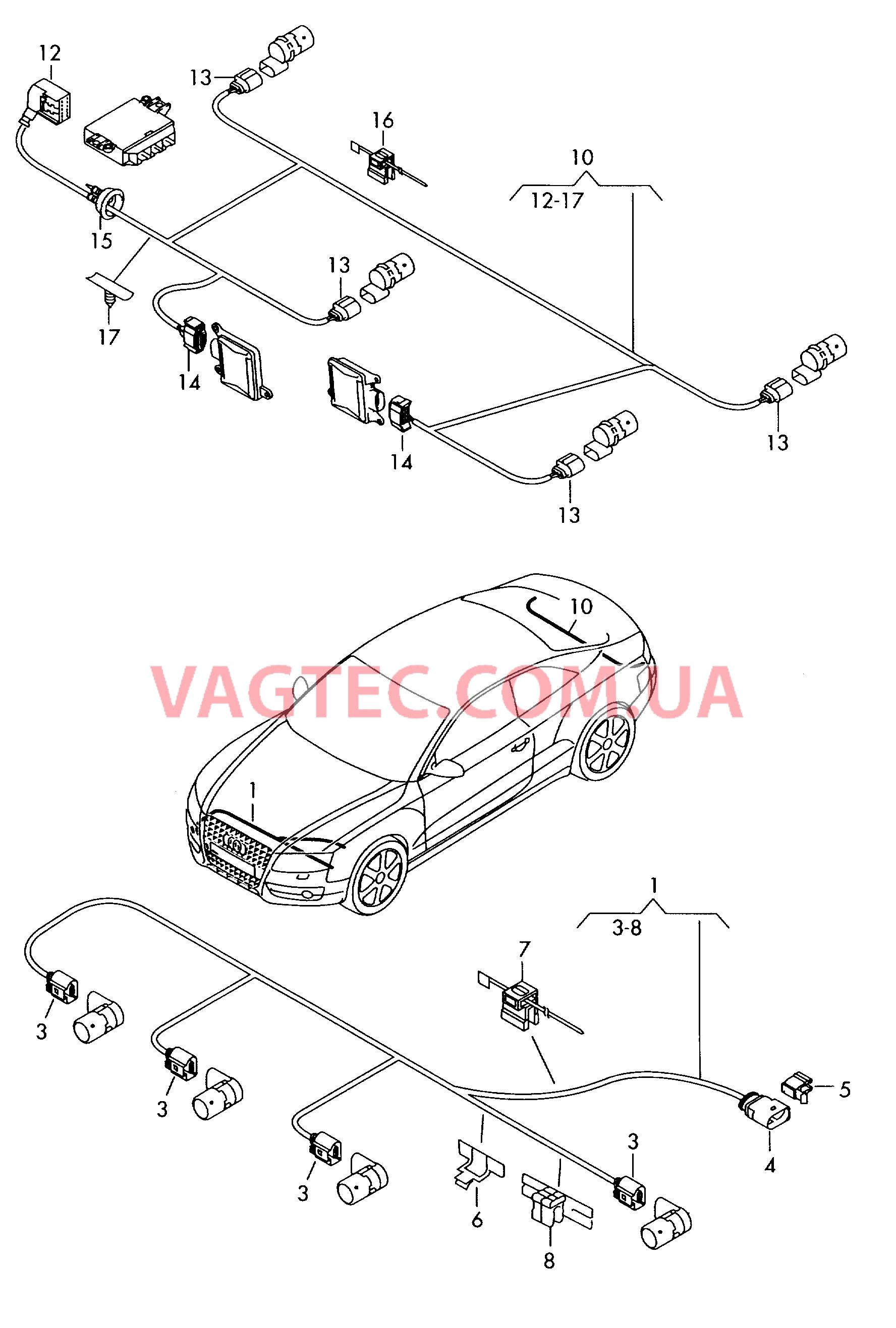 Жгут проводов для бампера  F 4F-9-000 001>> для AUDI A6AR 2009