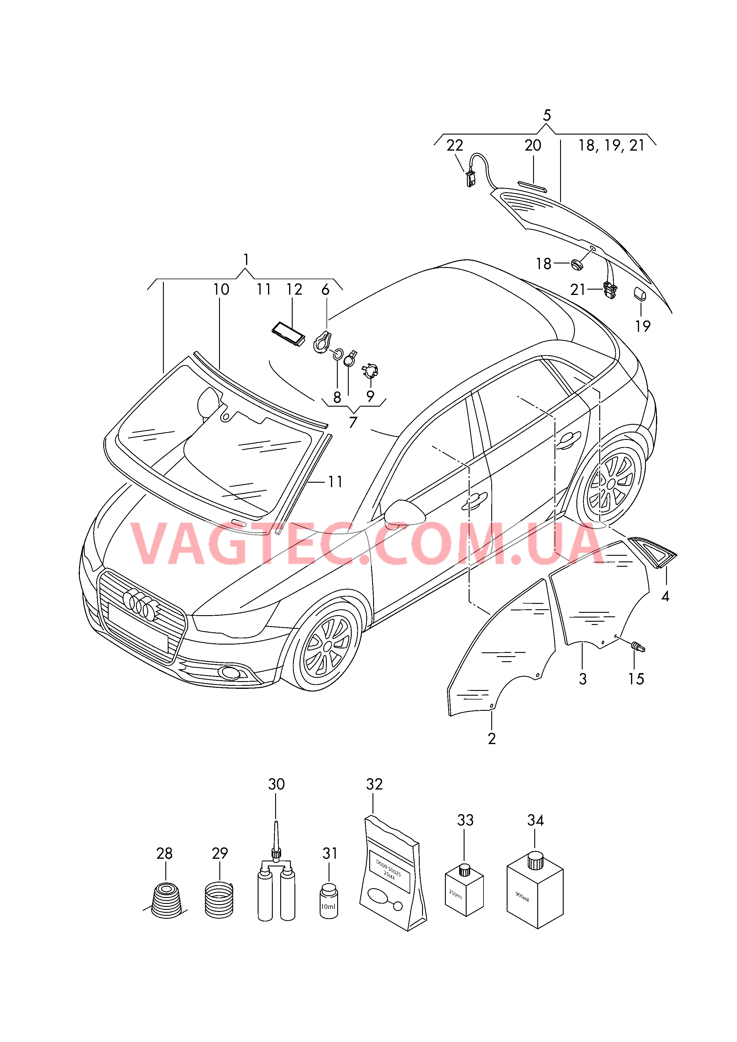 Стёкла  для AUDI A1 2016