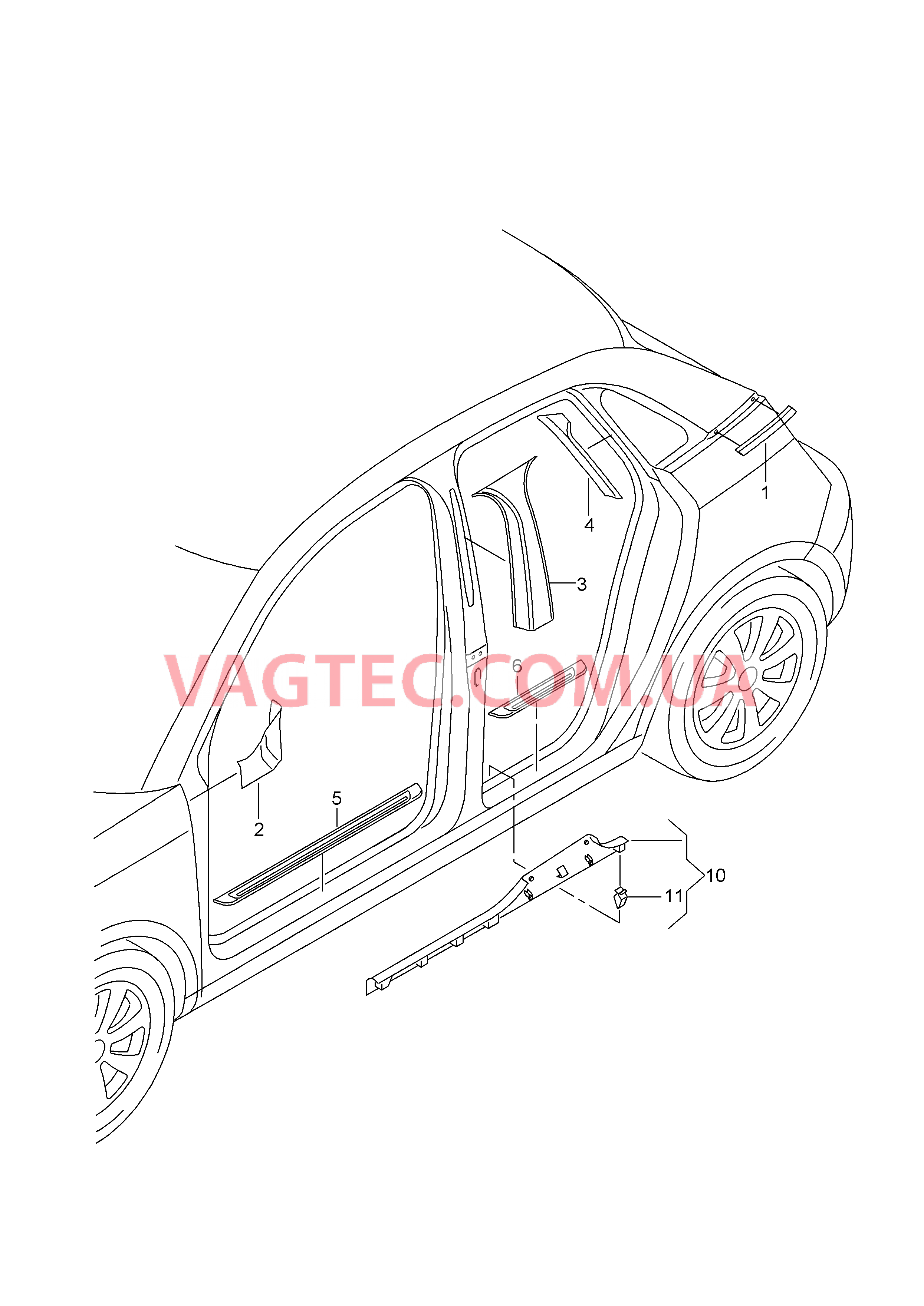 Накладка для стойки C Накладка порога  для AUDI A1 2015