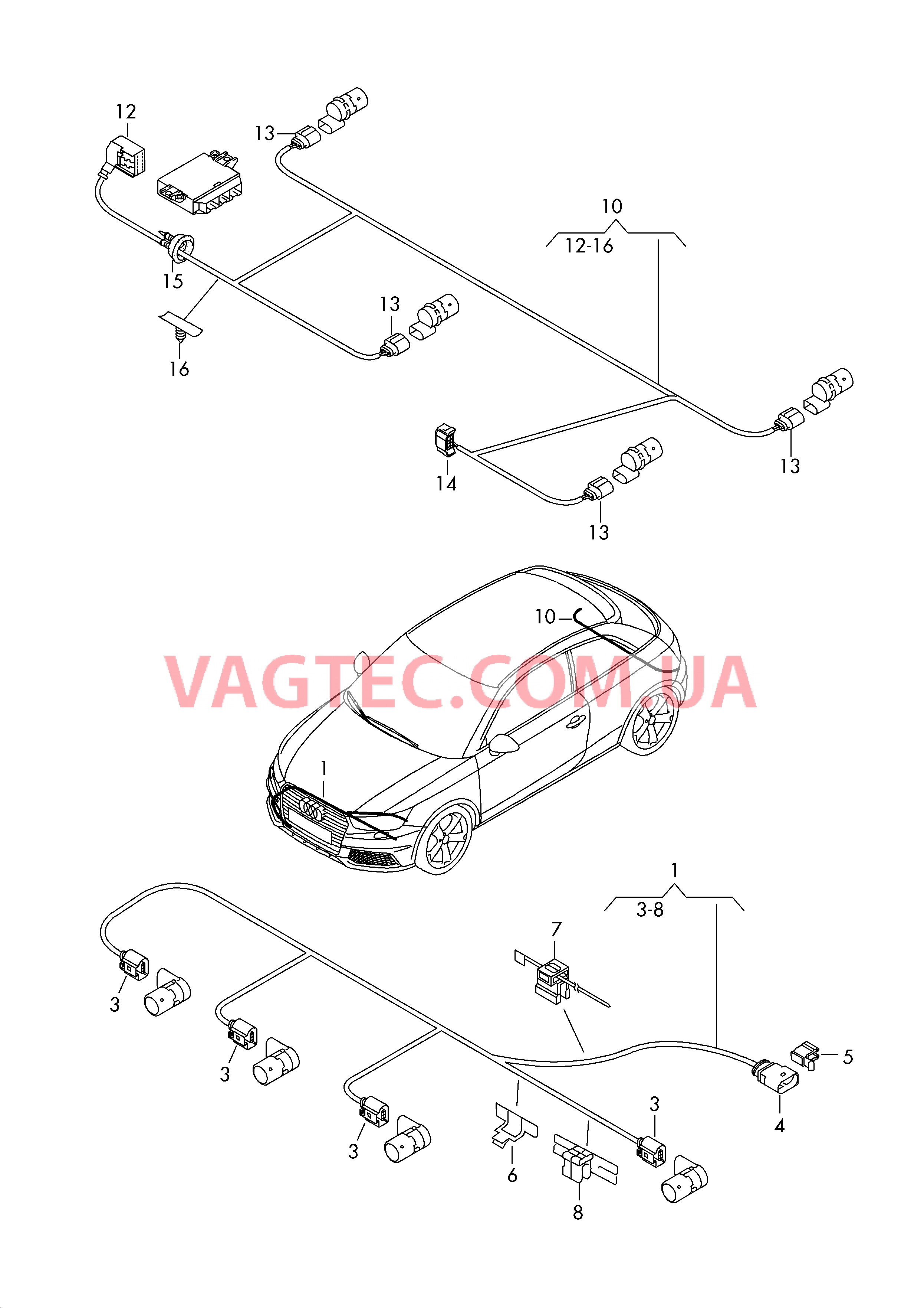 Жгут проводов для ультразвуковых датчиков  Жгут проводов для бампера  для AUDI A1 2016