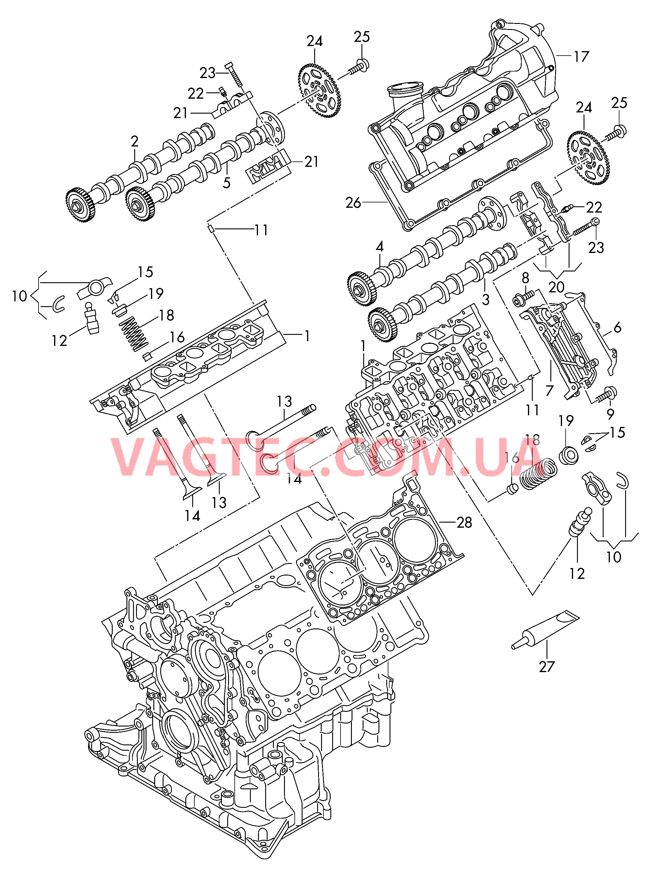 Распределительный вал, клапаны  для AUDI A6Q 2017