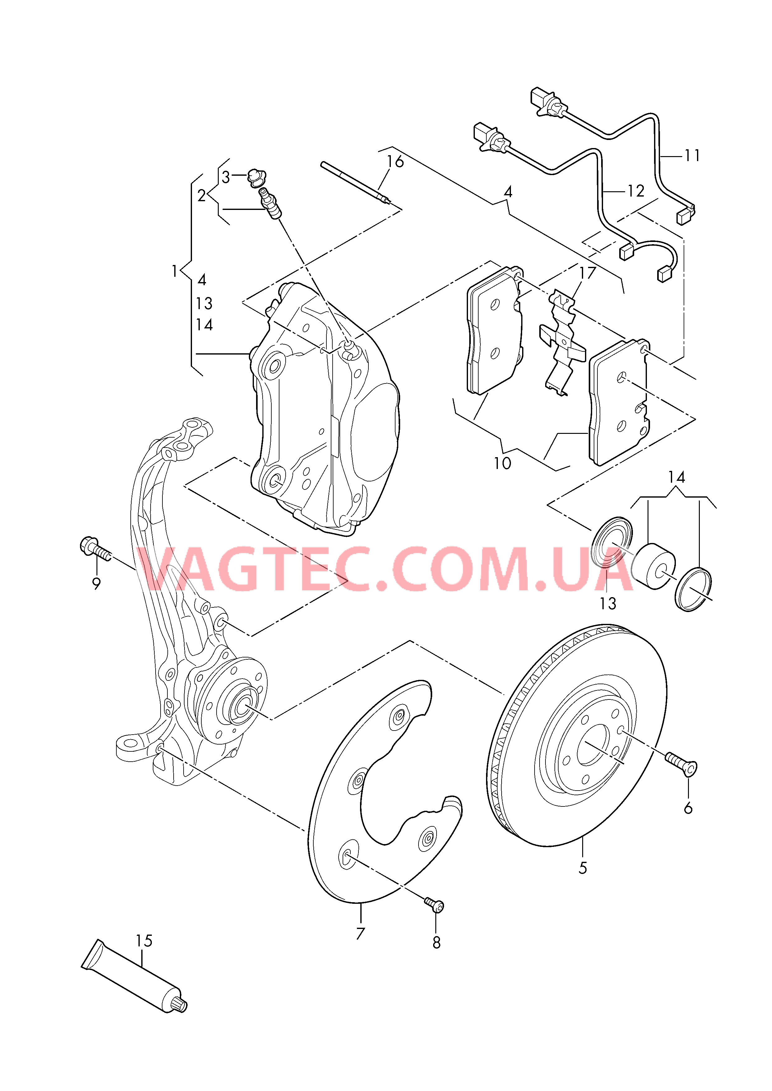 Неподвижный суппорт Корпус суппорта Направляющая колодок Тормозной диск (вентилир.)  для AUDI A6 2018