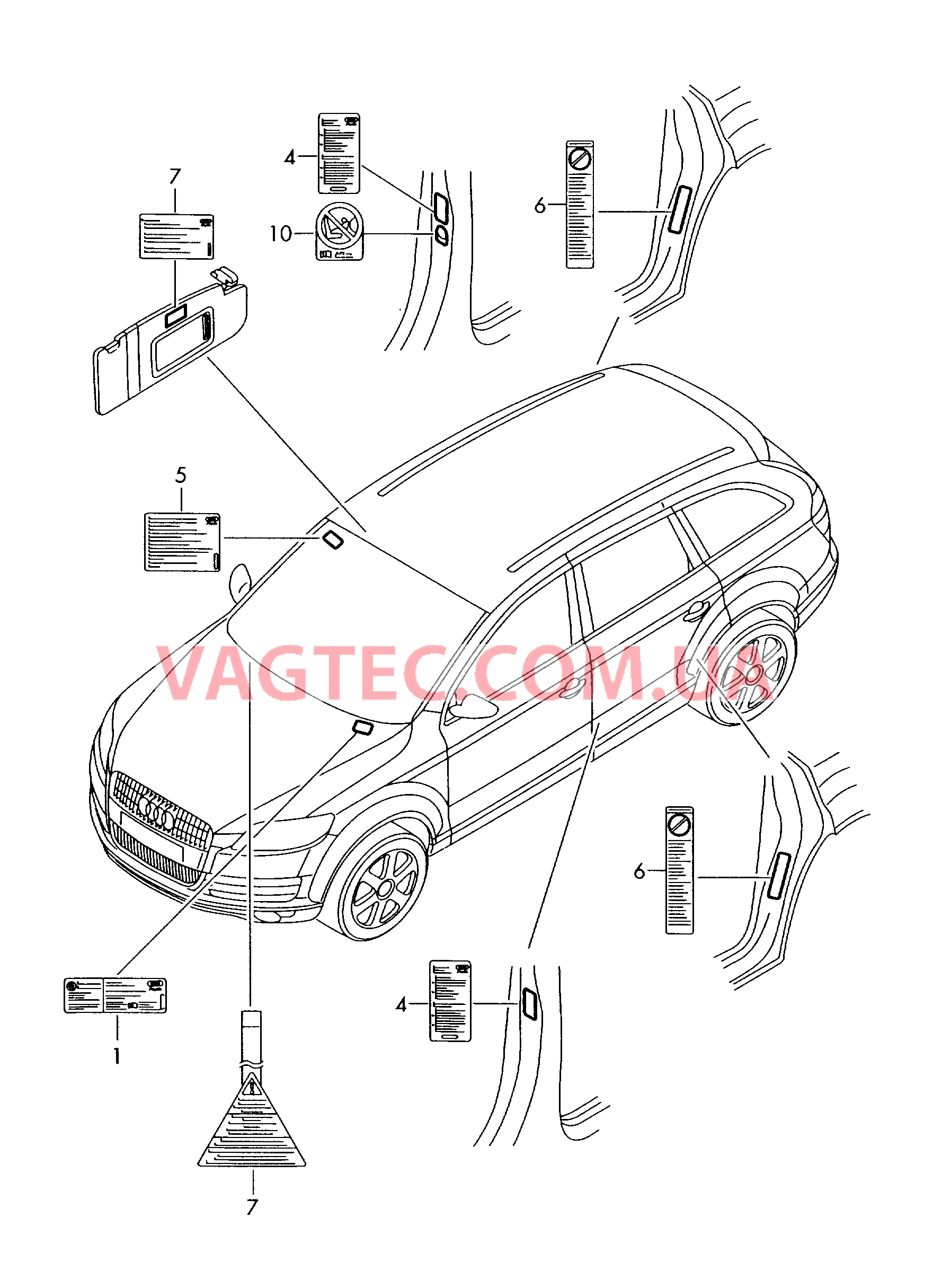 Табличка для кондиционера Табличка Подушка безопасности  для AUDI A8Q 2008