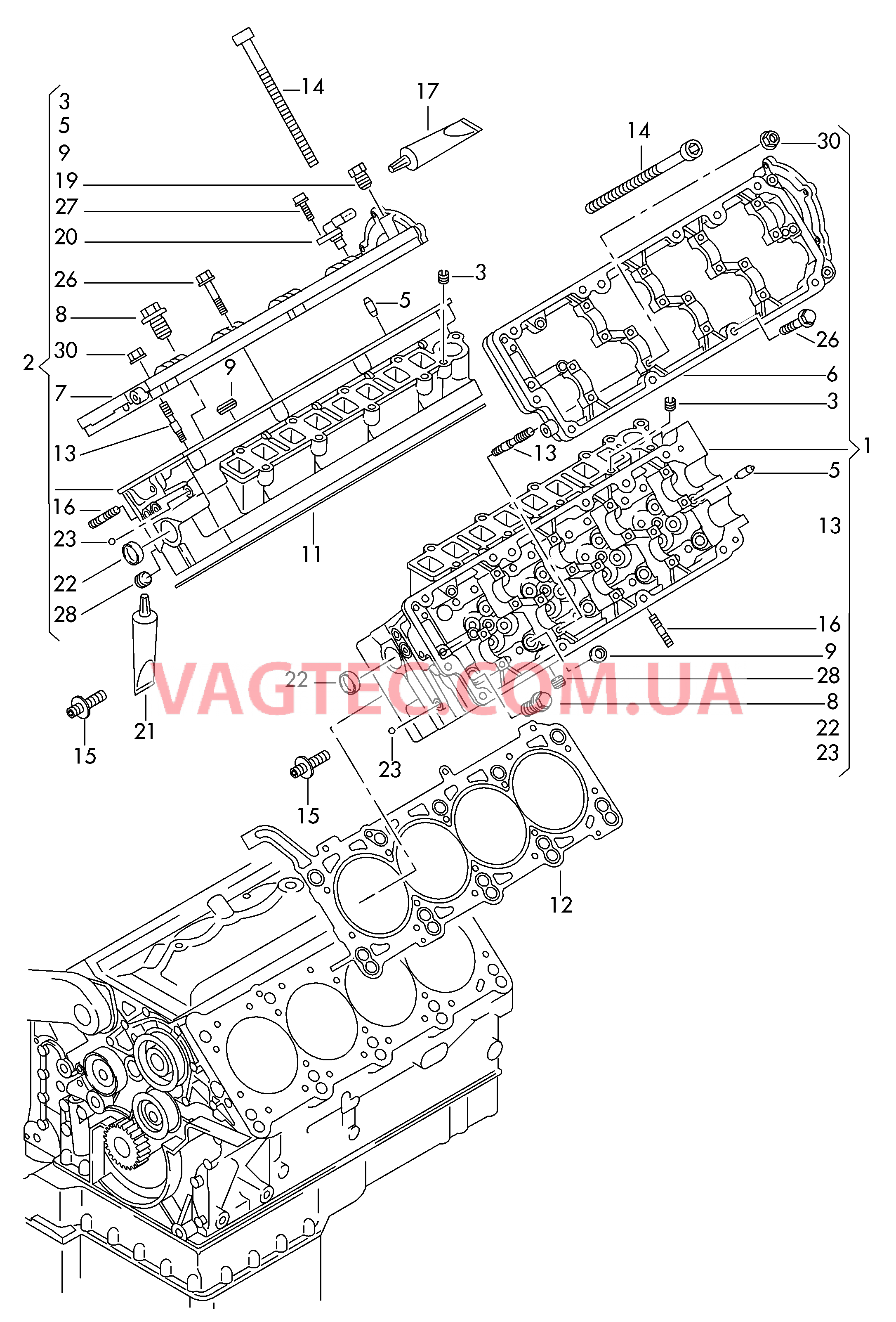 Головка блока цилиндров  для AUDI A8Q 2003-1