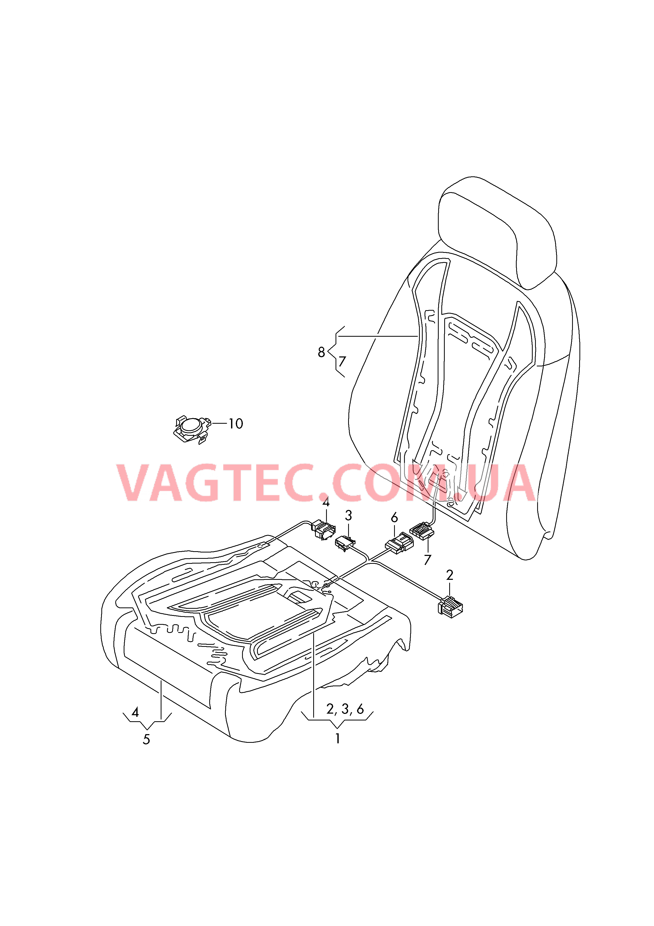 Нагревательный элемент спинки и подушки сиденья  Вставка распознавания занятости сиденья  для AUDI Q7 2019