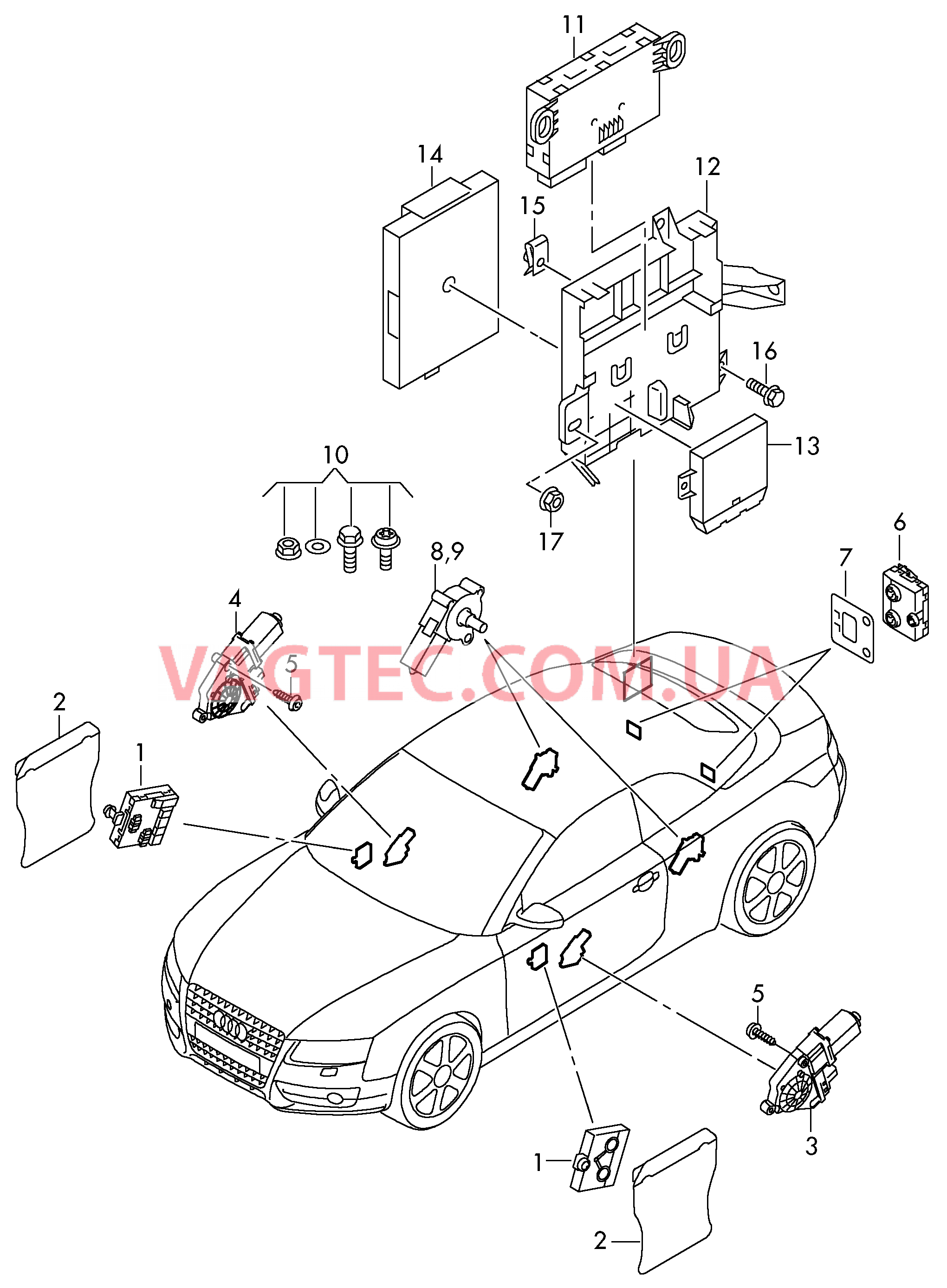 БУ двери Блок управления стеклоподъёмника  Эл.двигатель стеклоподъёмника БУ привода складной крыши  для AUDI RS5C 2014