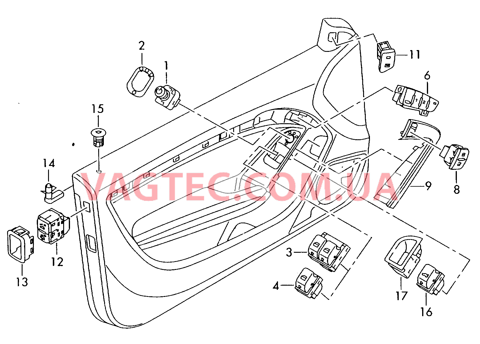 Выключатель в обивке двери  для AUDI RS5 2014