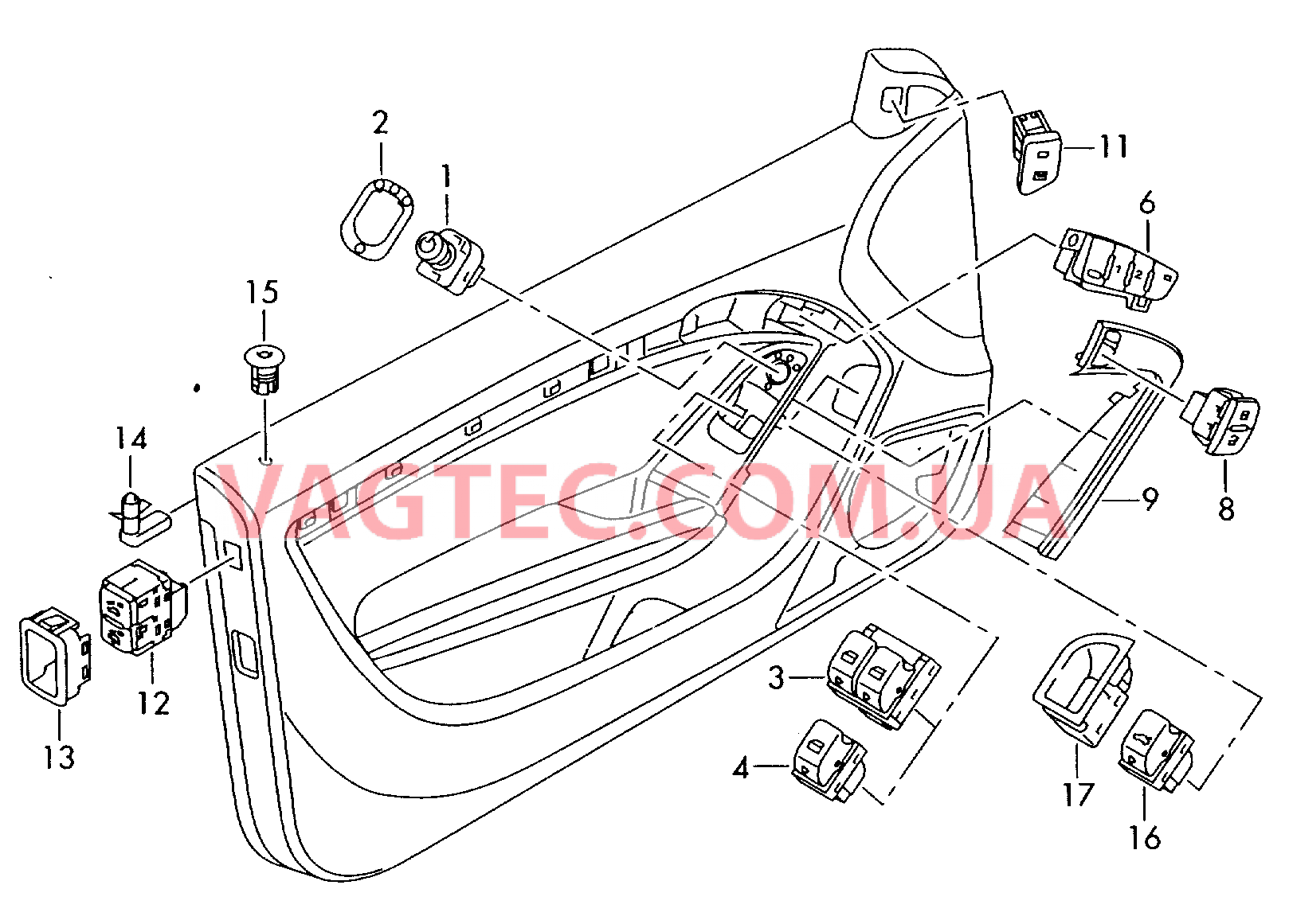 Выключатель в обивке двери  для AUDI A5 2009