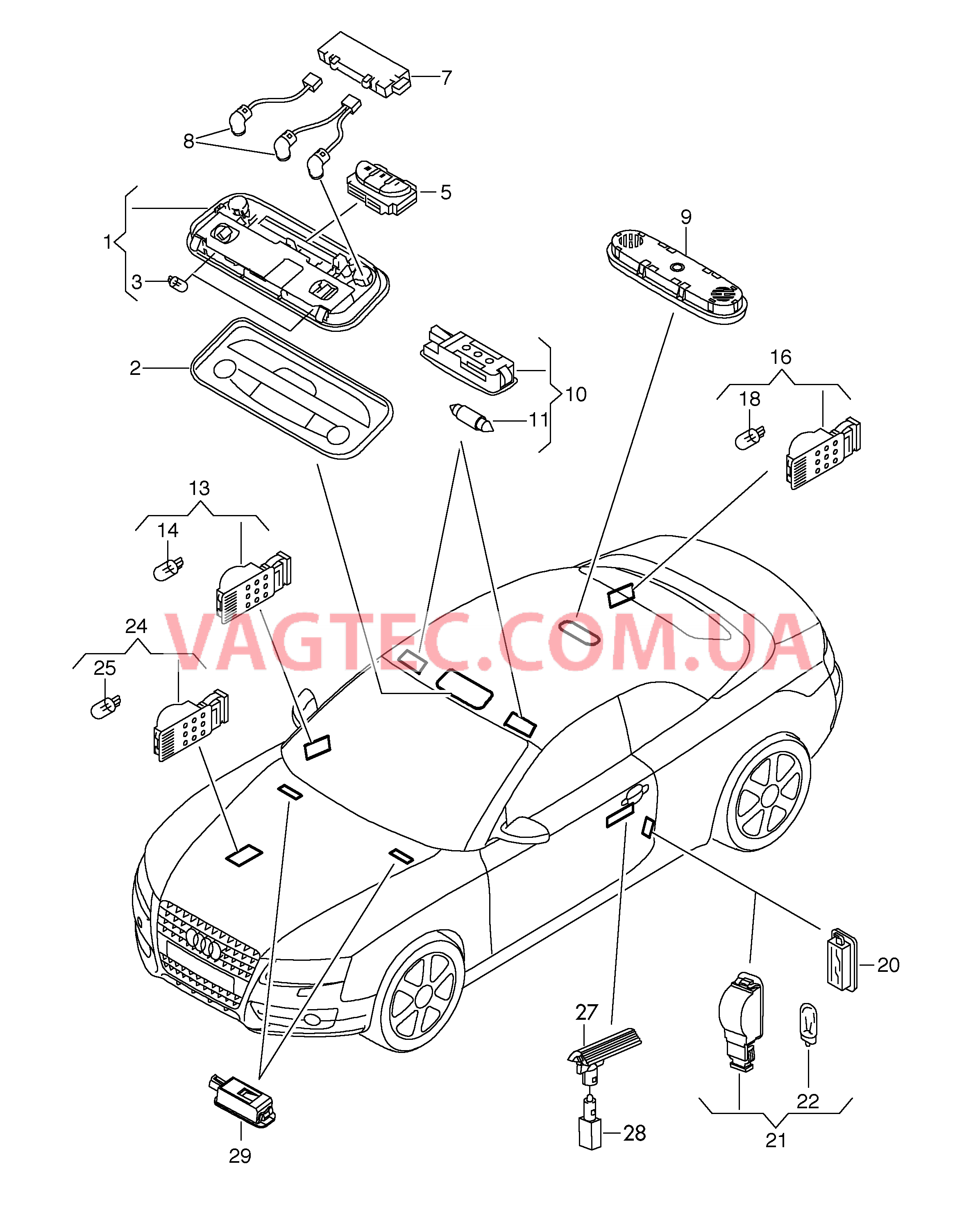 Освещение в салоне  для AUDI RS5C 2015